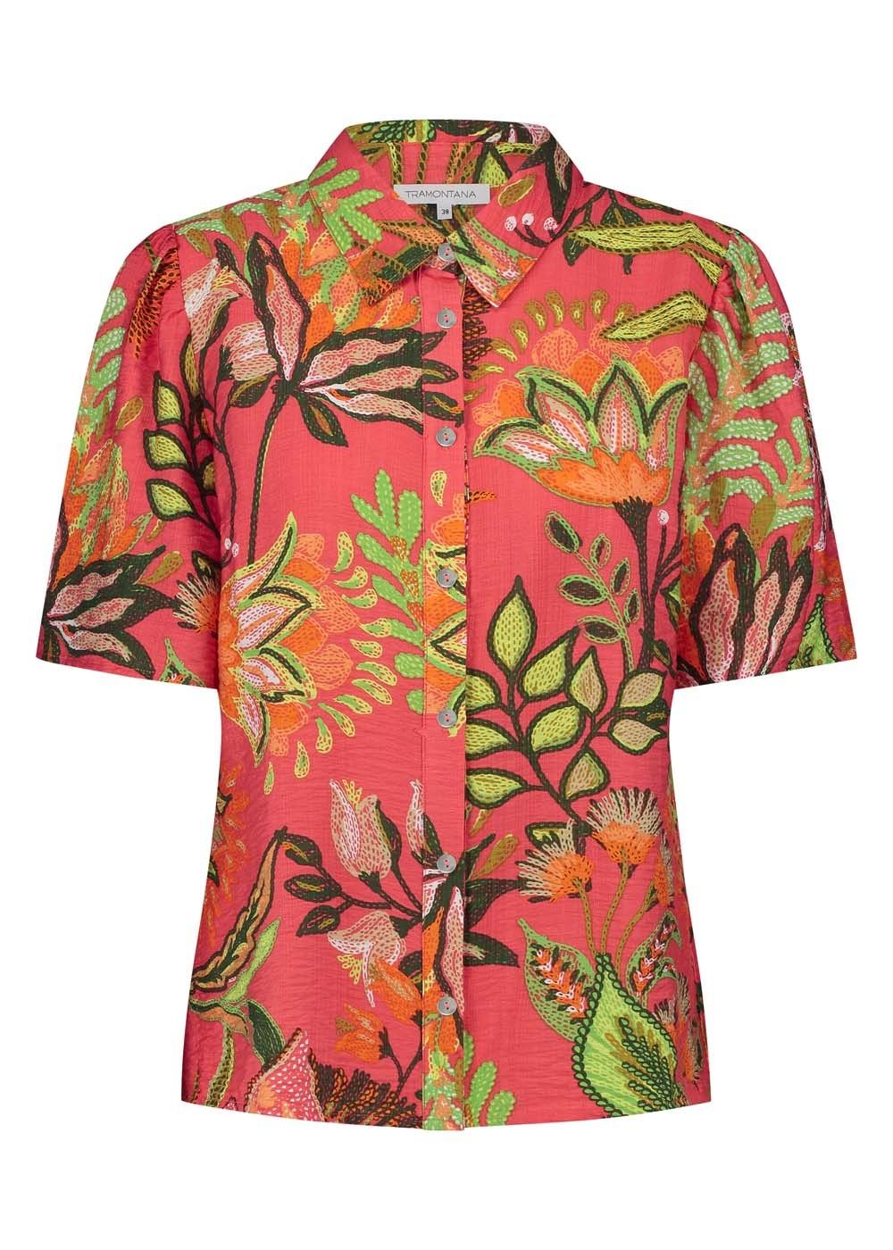 Tramontana Blouse Blooming Floral Stitch Print Corals 099995 2900151427023