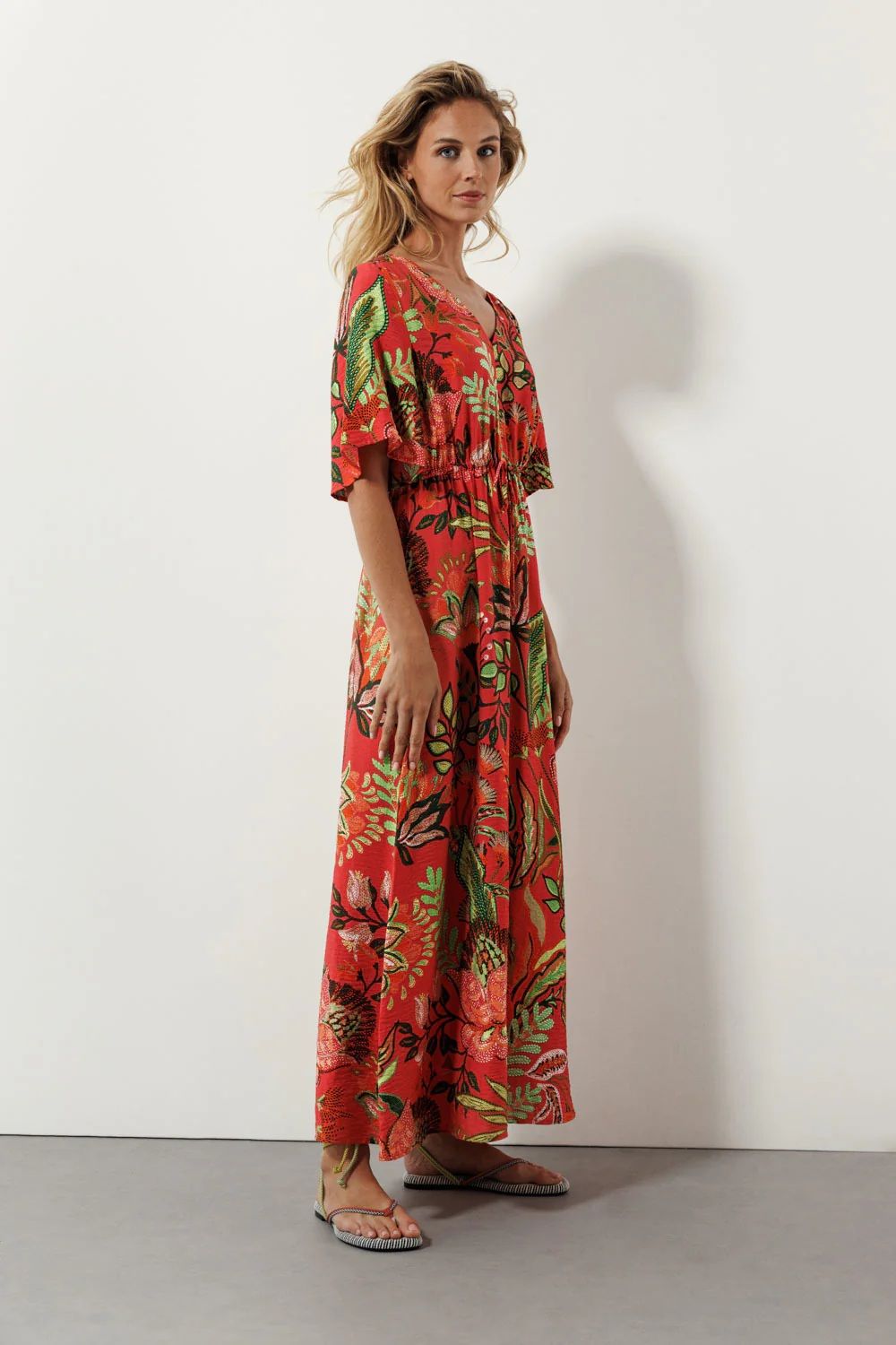 Tramontana Dress Blooming Floral Stitch Print Corals 099995 2900151430023