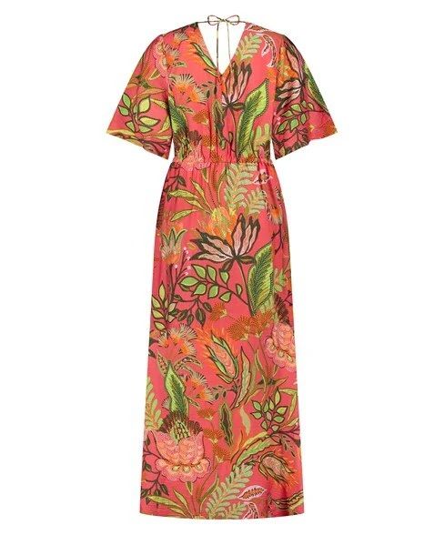 Tramontana Dress Blooming Floral Stitch Print Corals 099995 2900151430030