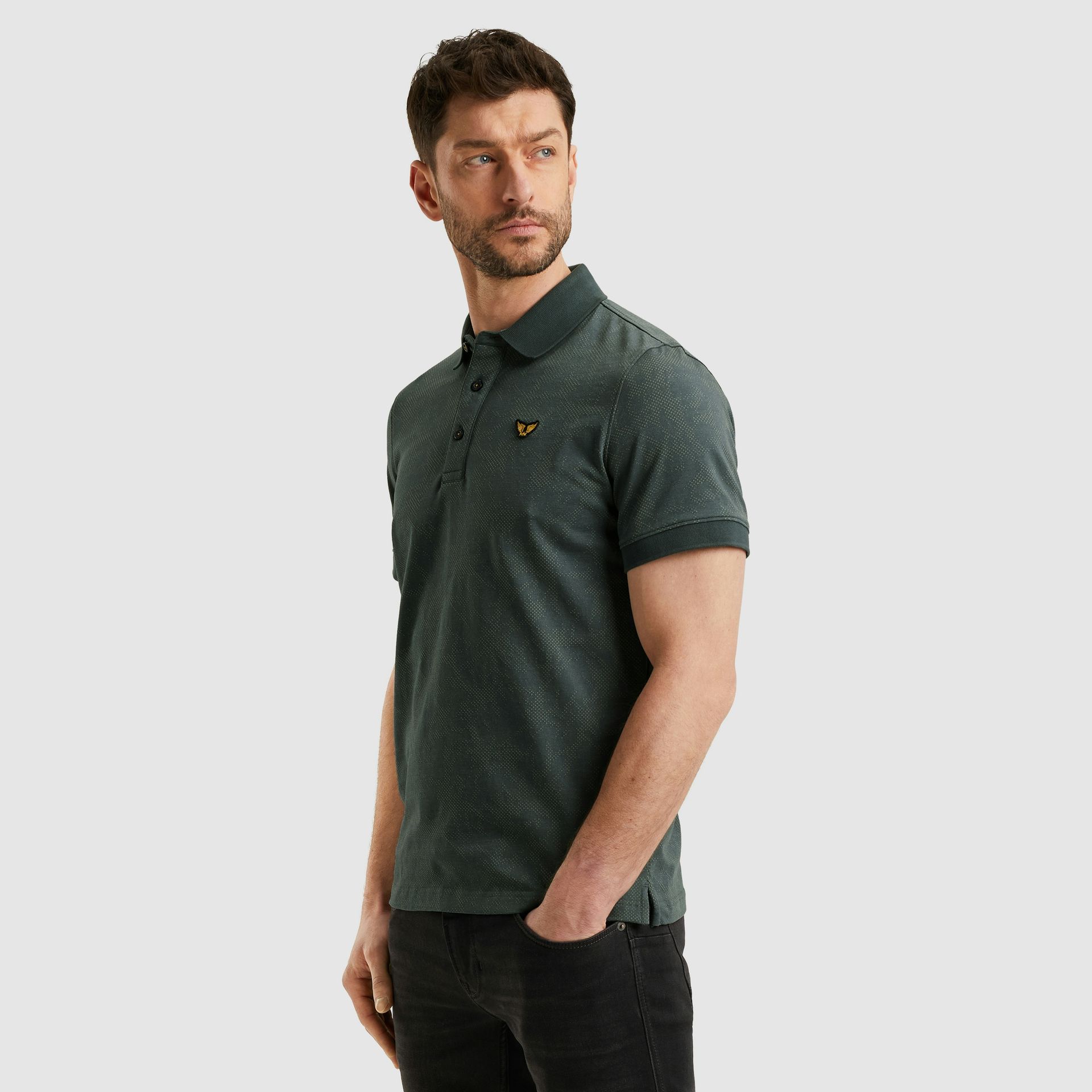 Pme Legend Short sleeve polo fine pique aop Dark Slate 2900151440022