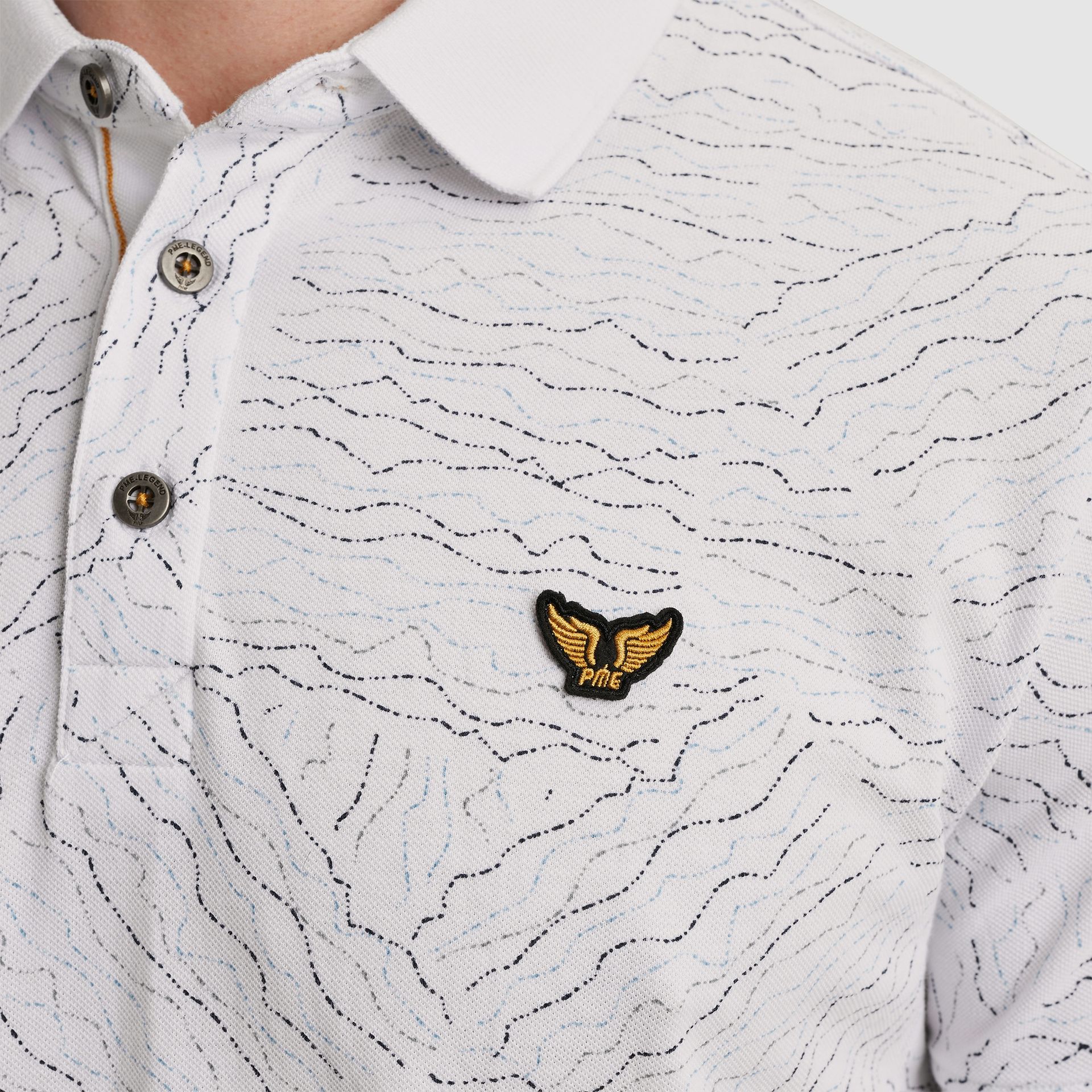 Pme Legend Short sleeve polo fine pique aop Bright White 2900151441036