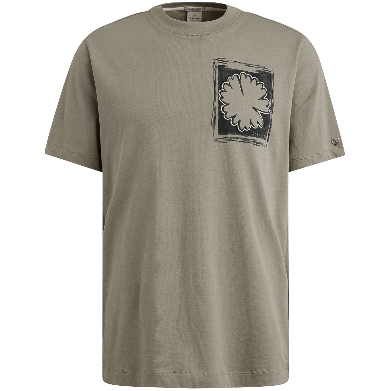 Cast Iron Short sleeve r-neck regular fit si Elephant Skin 00110756-9032