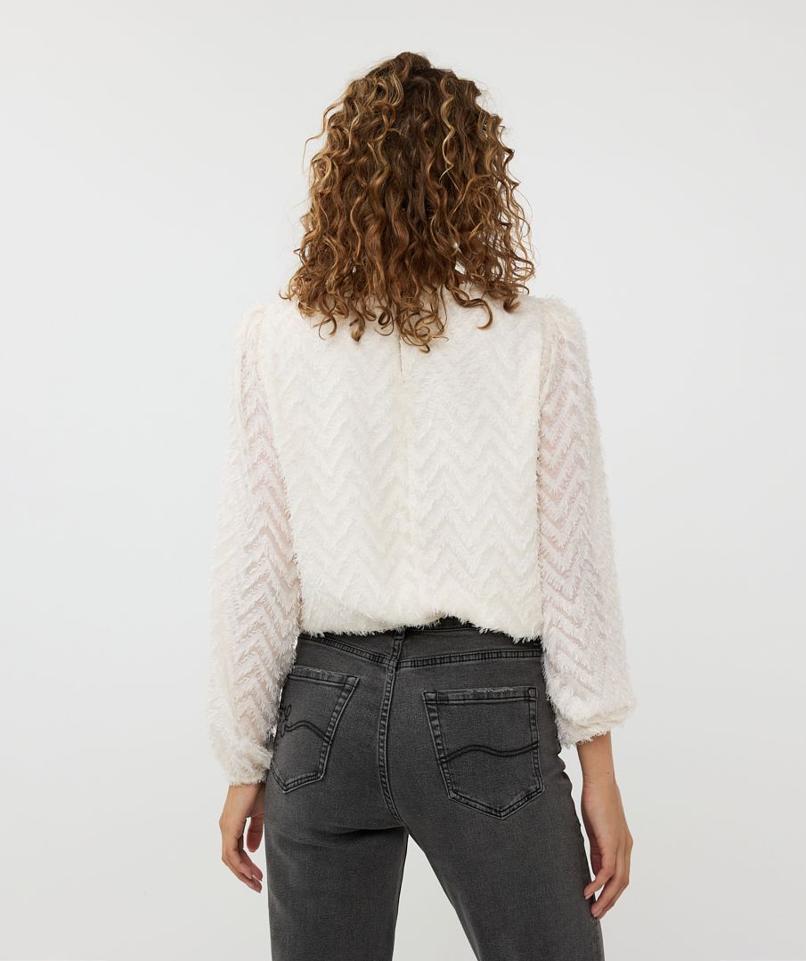 Esqualo Blouse R/neck fluffy zigzag plumetis 120 off white 2900151553128