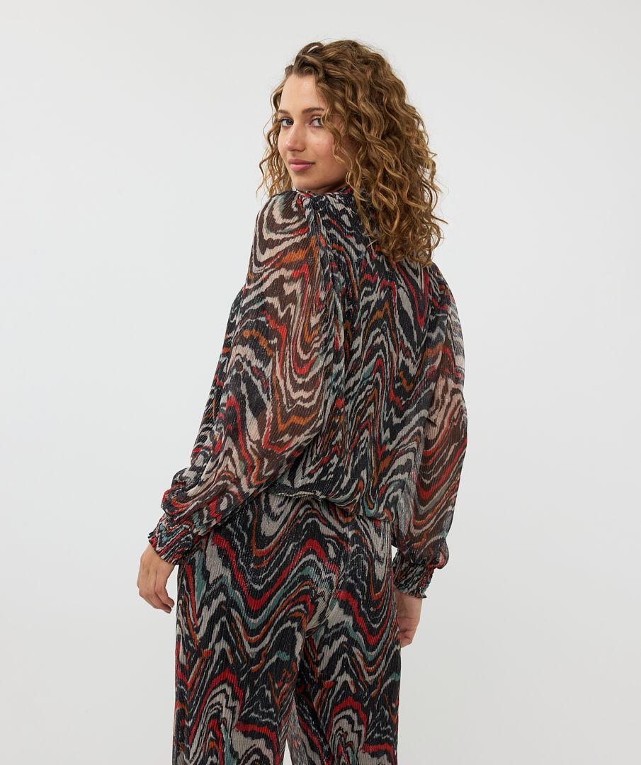 Esqualo Blouse lurex plisse Waves 999 print 2900151559120