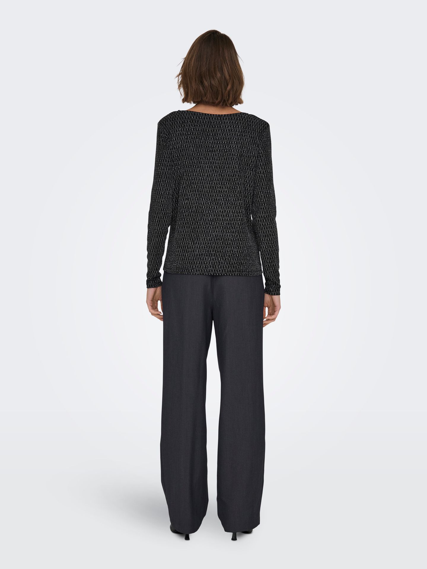 Only ONLCAROL L/S 2-WAY GLITTER MIX TOP Black/LEO AOP 2900151569020