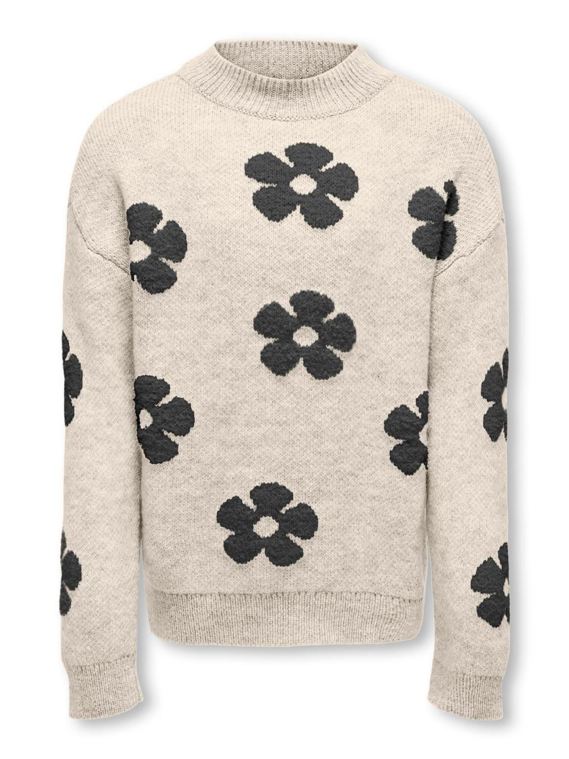 Only KOGNAJA L/S FLOWER PULLOVER KNT Birch/Black Flower 2900151579012