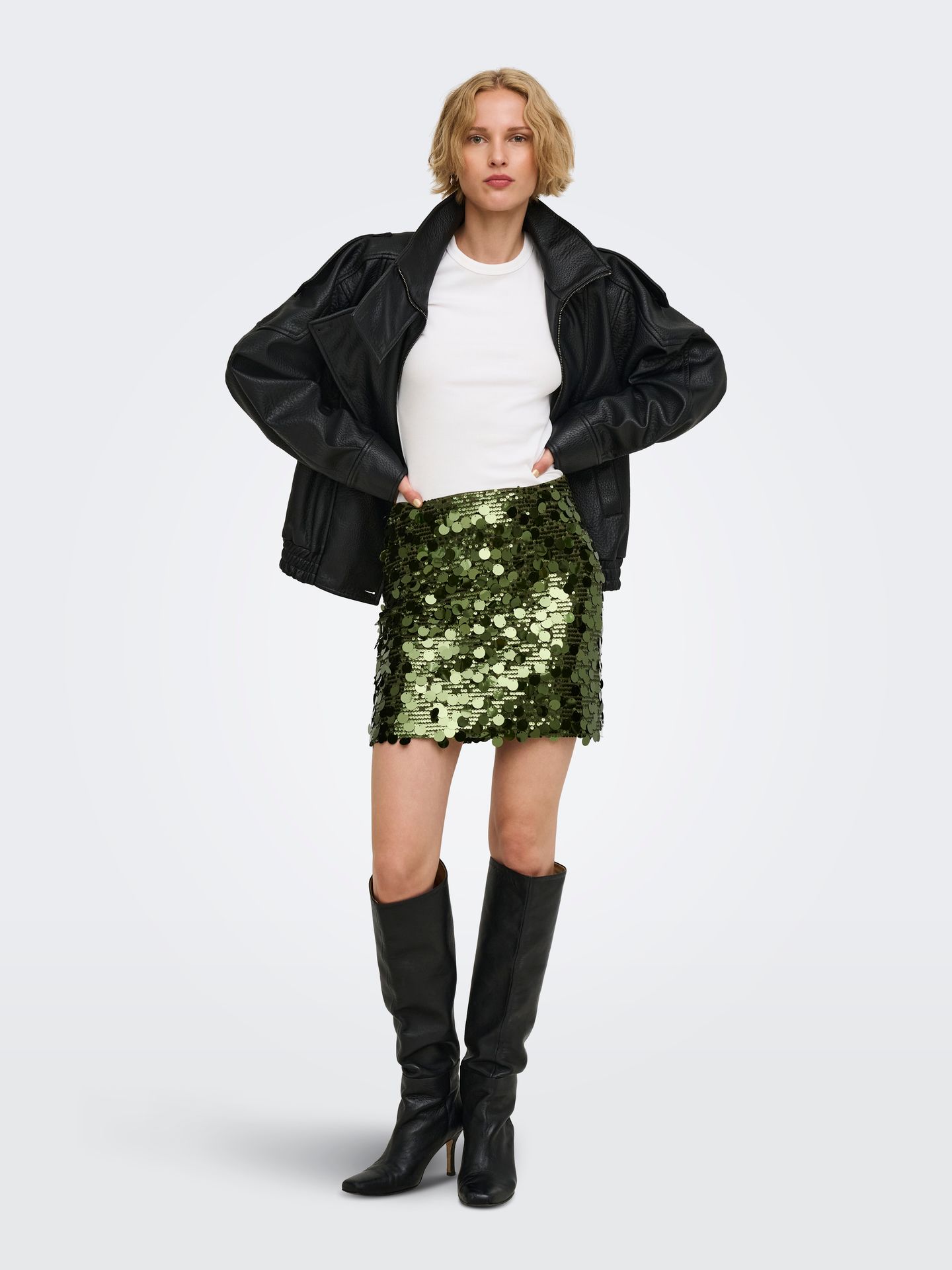 Only ONLJADEL SEQUINS SKIRT WVN Sphagnum/W. SPHAGNUM SEQUINS 2900171645018