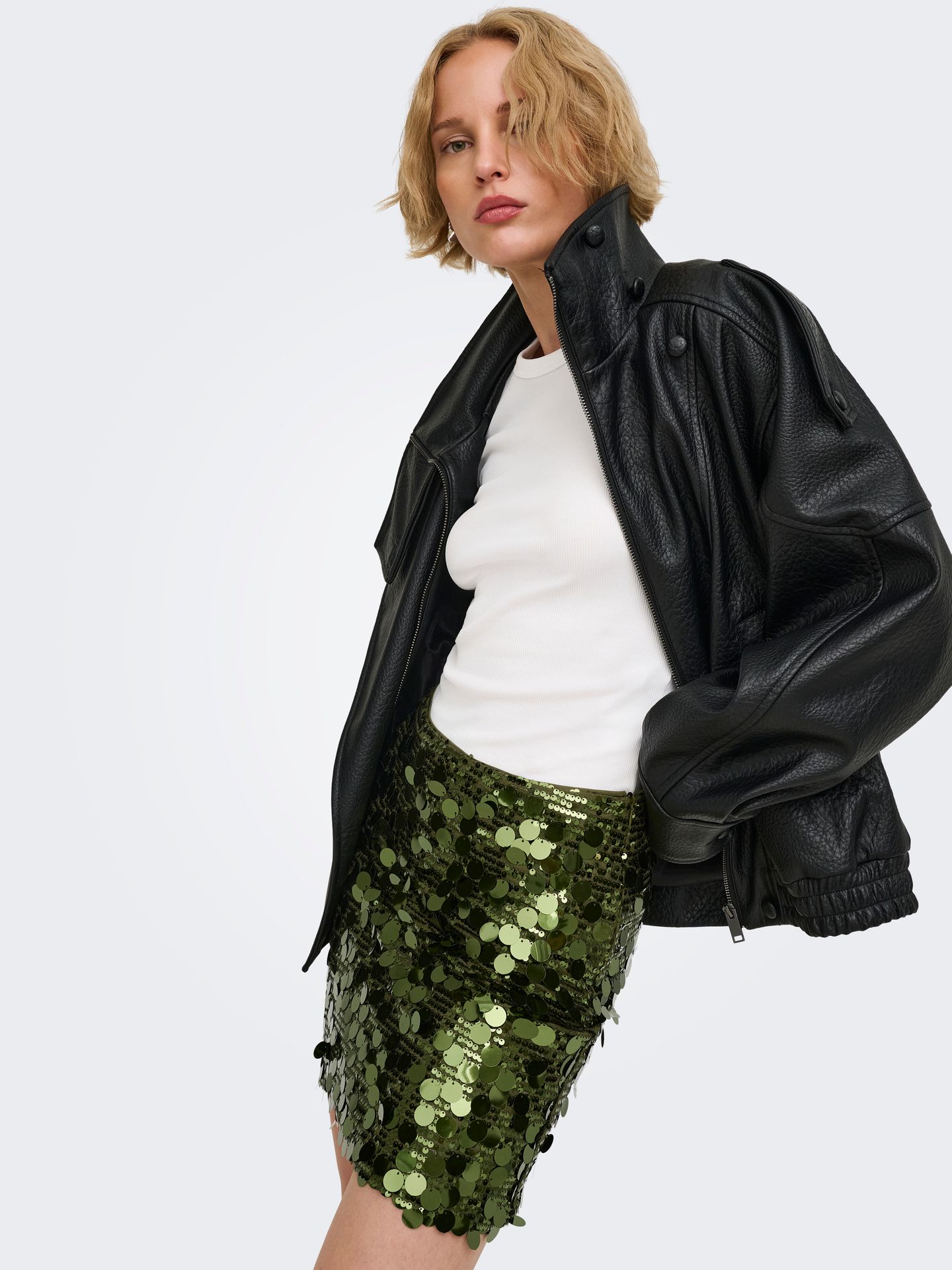 Only ONLJADEL SEQUINS SKIRT WVN Sphagnum/W. SPHAGNUM SEQUINS 2900171645018