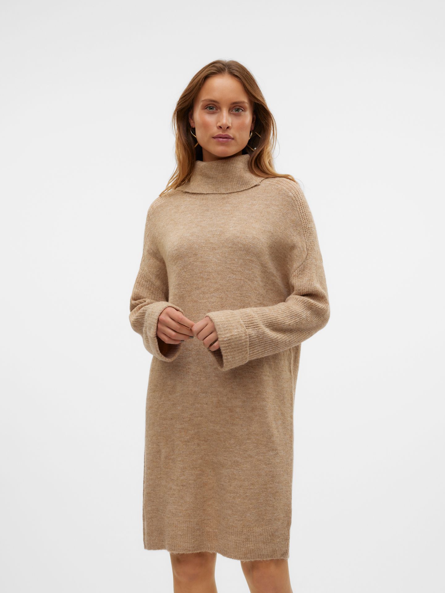 Vero Moda VMJUPITER LS COWLNECK SHORT DRESS B Silver Mink/LEOPARD 2900151589035