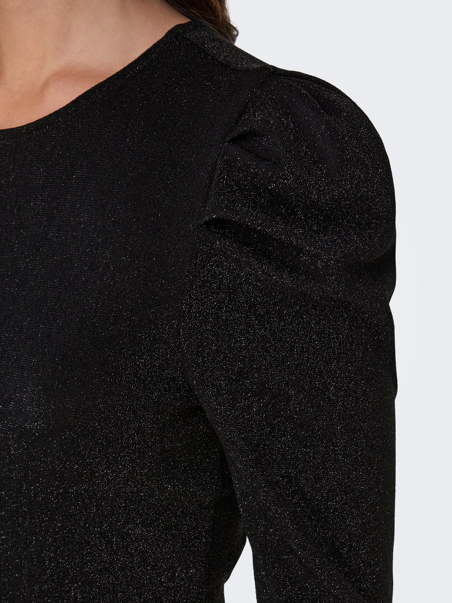 Only ONLRICH L/S GLITTER PUFF TOP JRS Black/Whitecap Gray/ Toasted Coco M 2900160947048