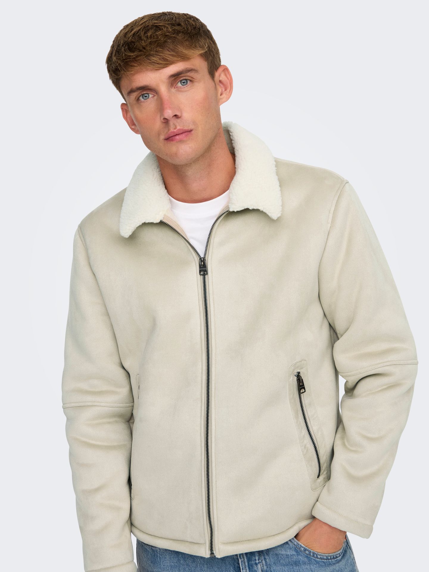 Only & Sons ONSROYCE SHEARLING JACKET OTW Silver Lining 2900151597030