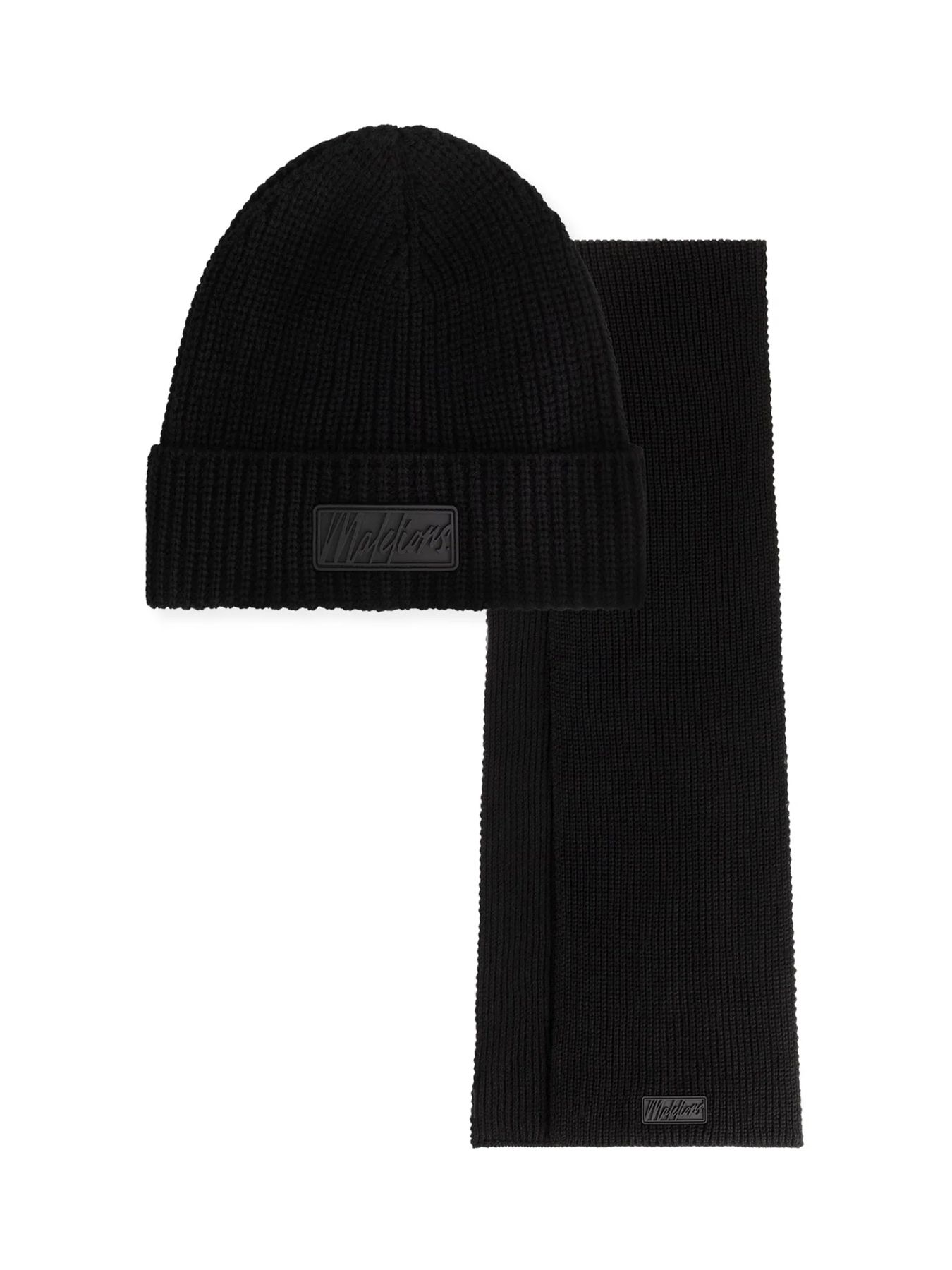 Malelions Men Ribbed beanie scarf set Black 2900151607012