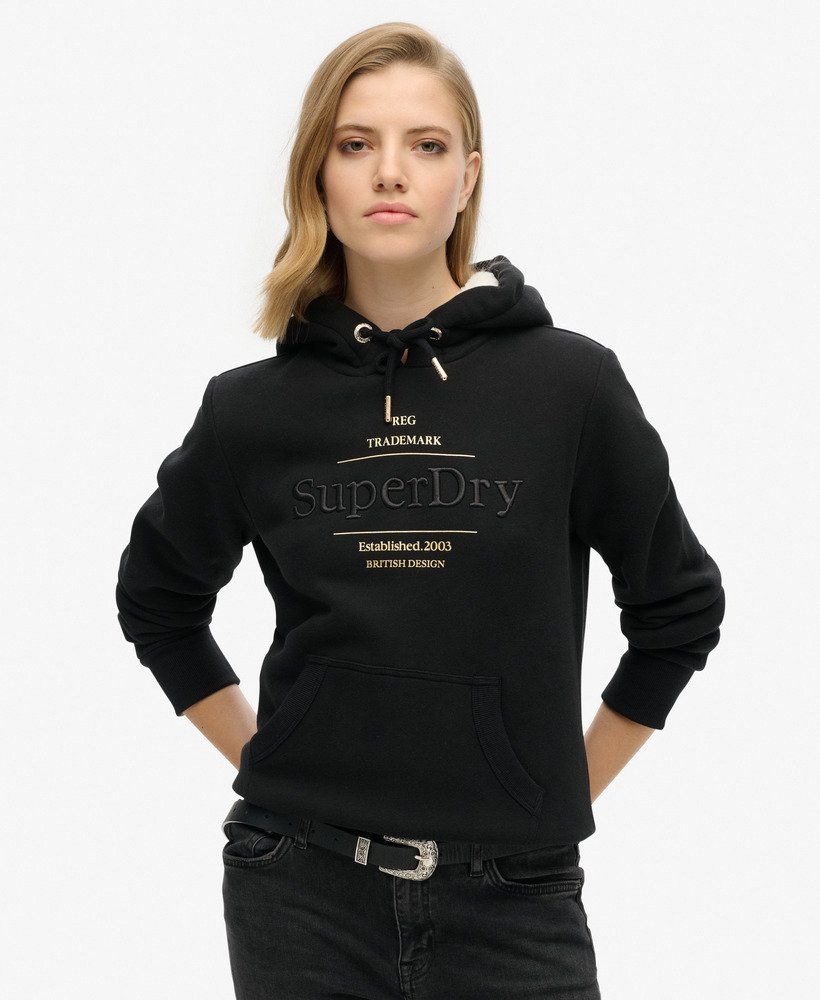 Superdry Luxe metallic logo hoodie 02A Black 2900151640064