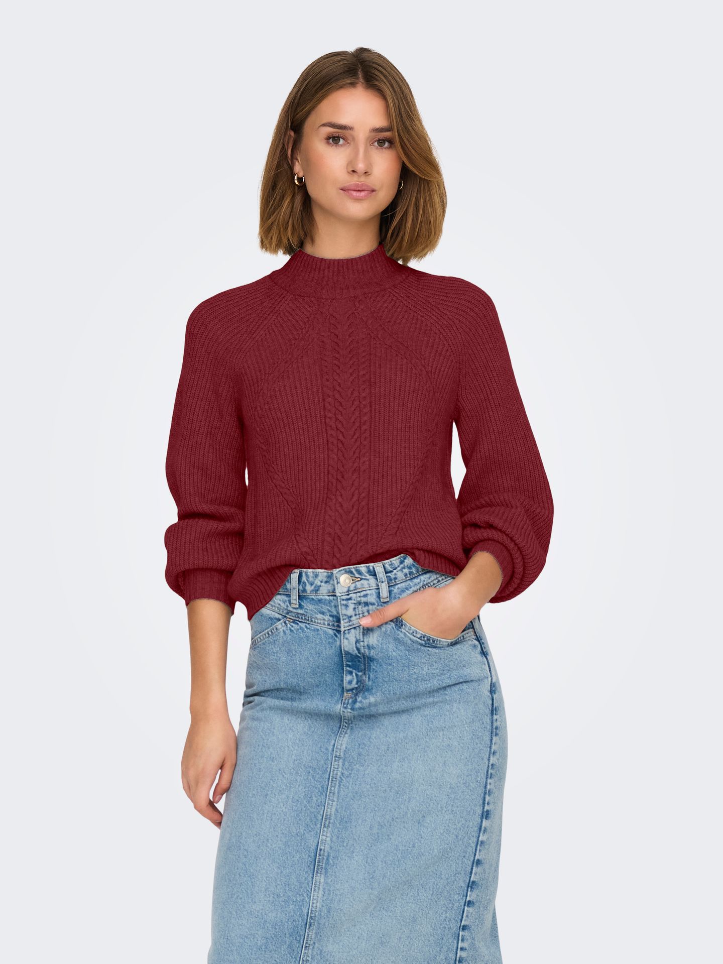 Only ONLKATIA LS DETAIL HIGHNECK KNT Cabernet 2900161346024