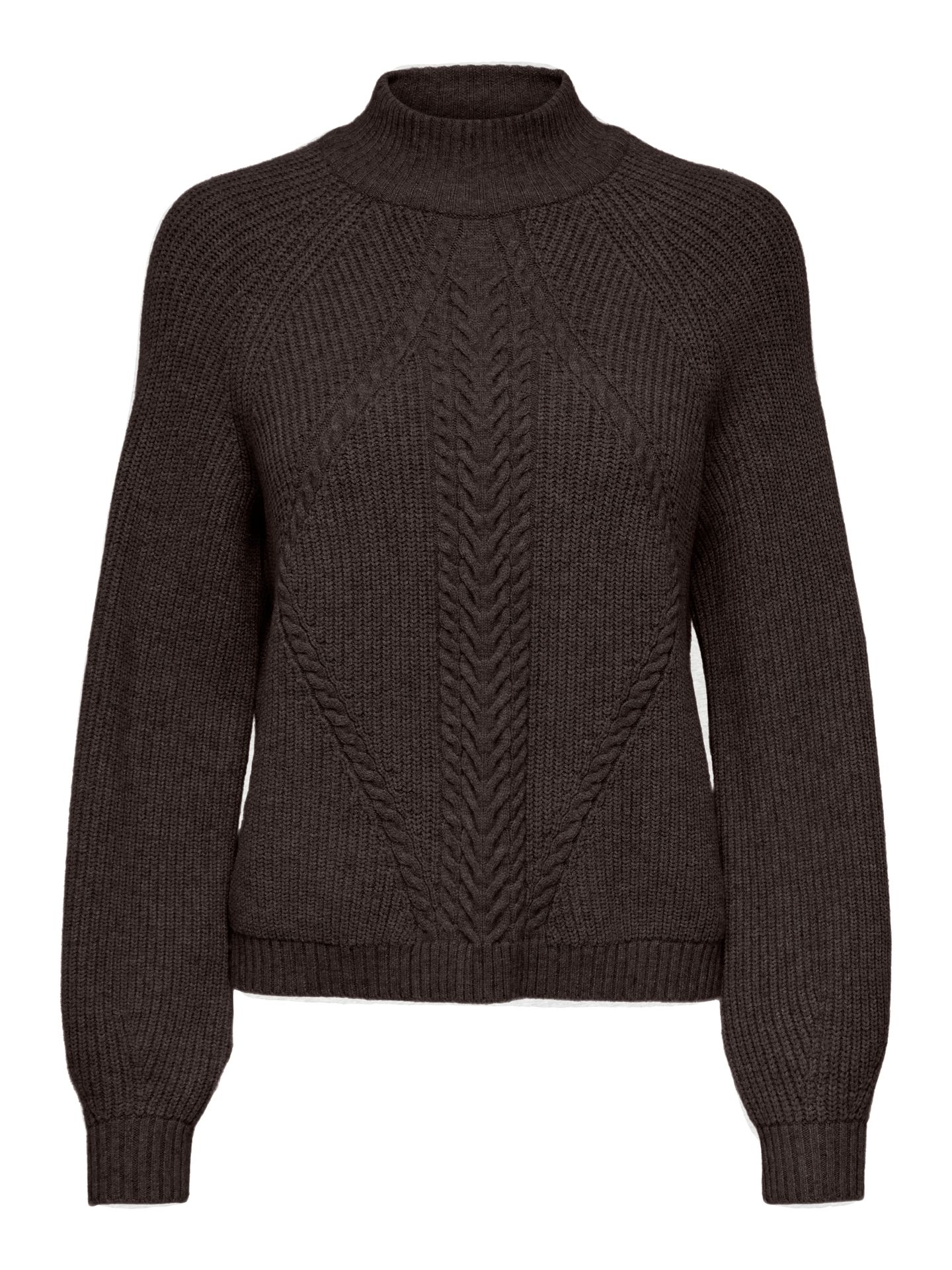Only ONLKATIA LS DETAIL HIGHNECK KNT Chocolate Torte/CLOUD DANCER 2900172123041