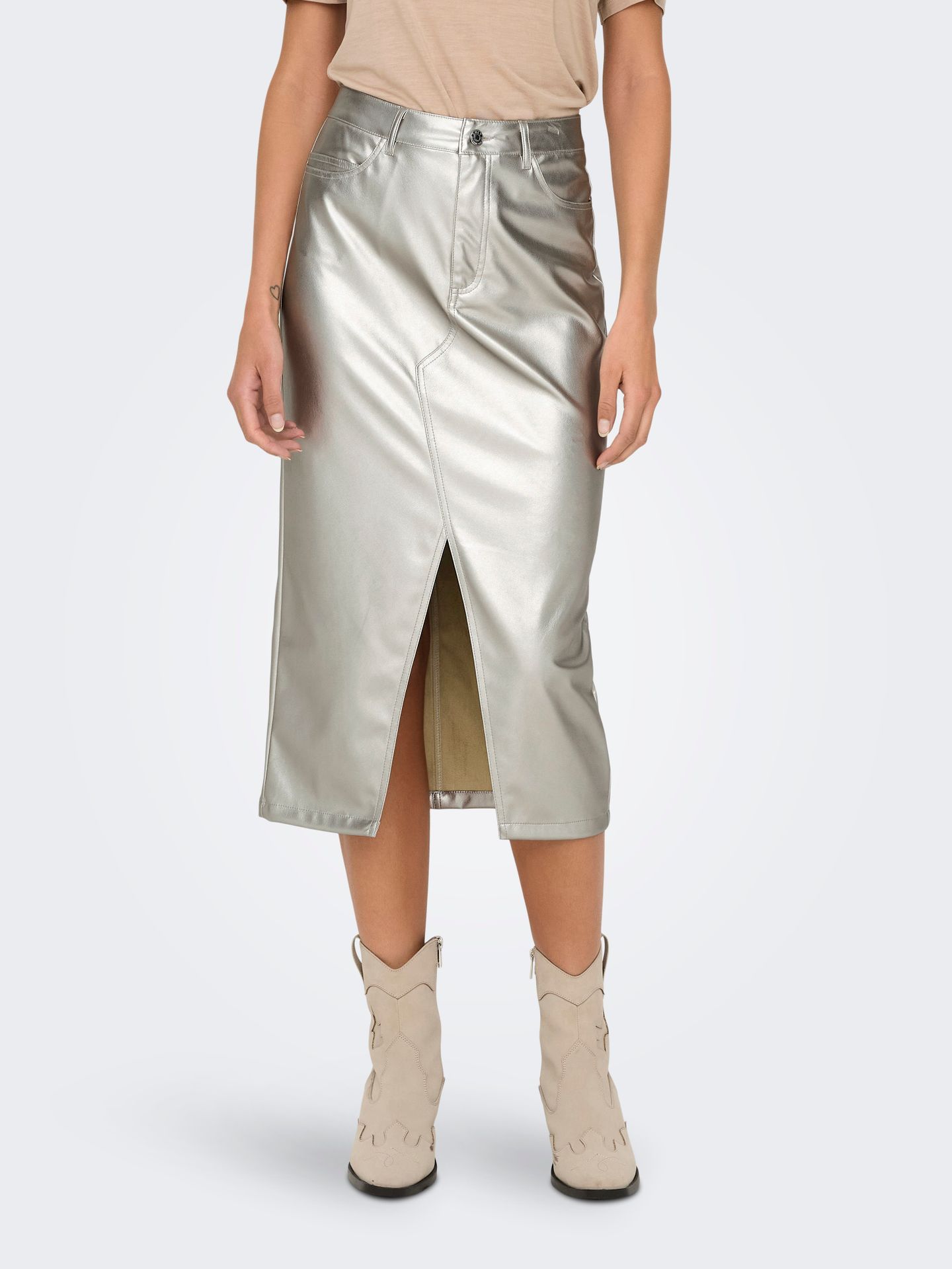 Only ONLLOLA-ELYNA HW METAL LONG SKIRT P Silver 2900151740023