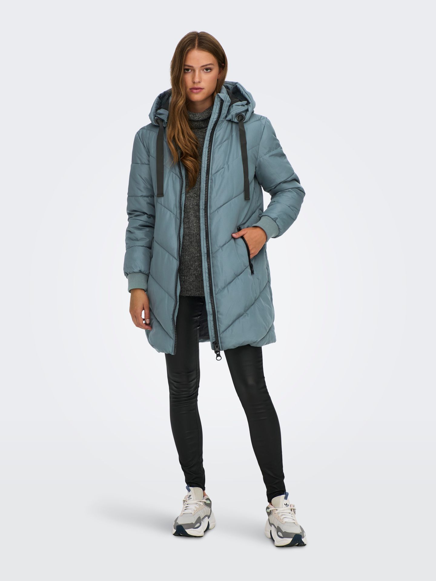 JDY JDYSKYLAR PADDED HOOD JACKET OTW NO Stormy Weather/BLACK 00110878-EKA26011400003084