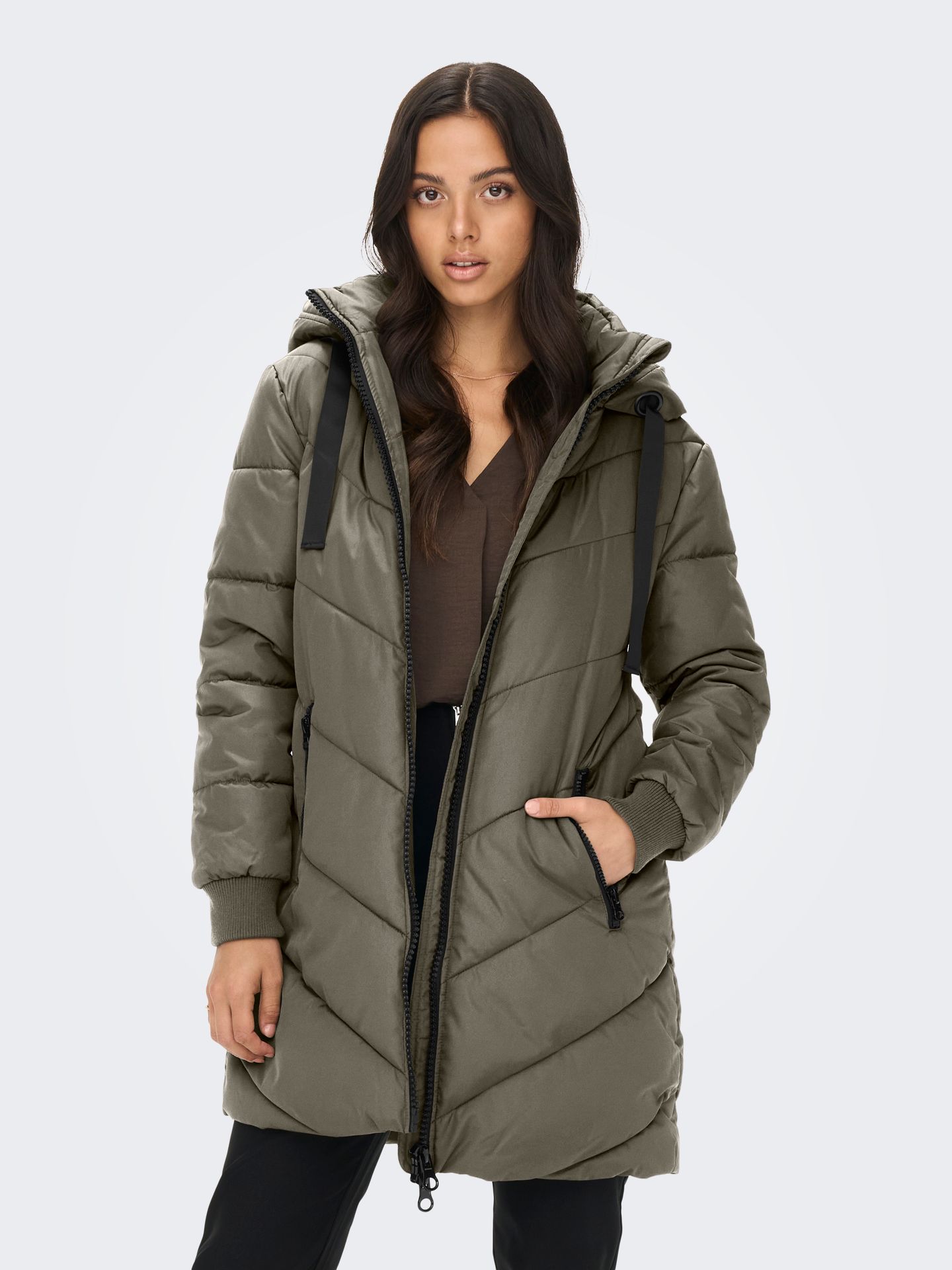 JDY JDYSKYLAR PADDED HOOD JACKET OTW NO Vetiver/BLACK 00110878-EKA26011400003086