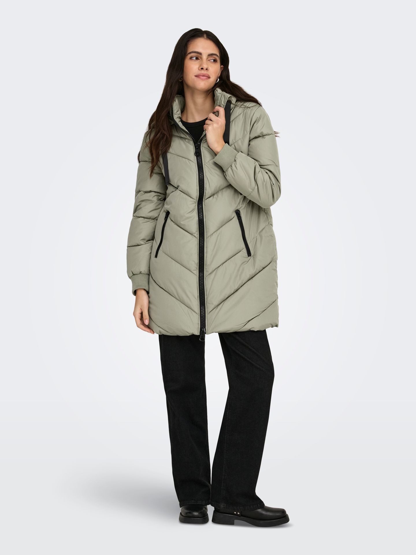 JDY JDYSKYLAR PADDED HOOD JACKET OTW NO Vetiver/BLACK 2900159665014