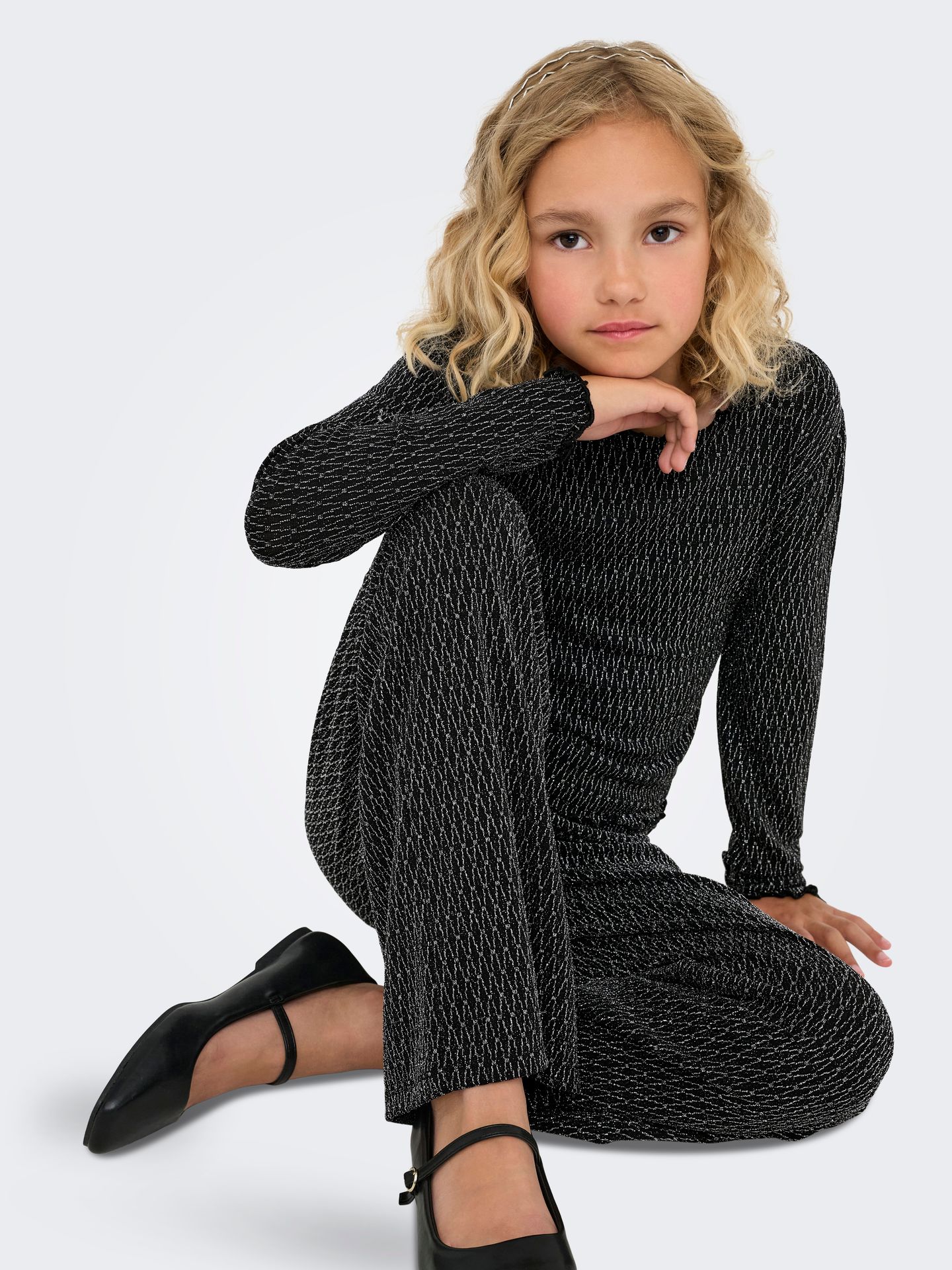 Only KOGQUEEN GLITTER PANT BF JRS Black/Monochrome leafy 2900160804037