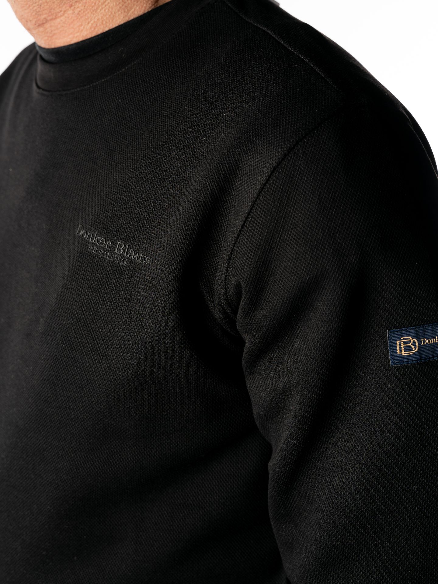 Donker Blauw DB-12 pique crewneck 02A Black 2900151925079
