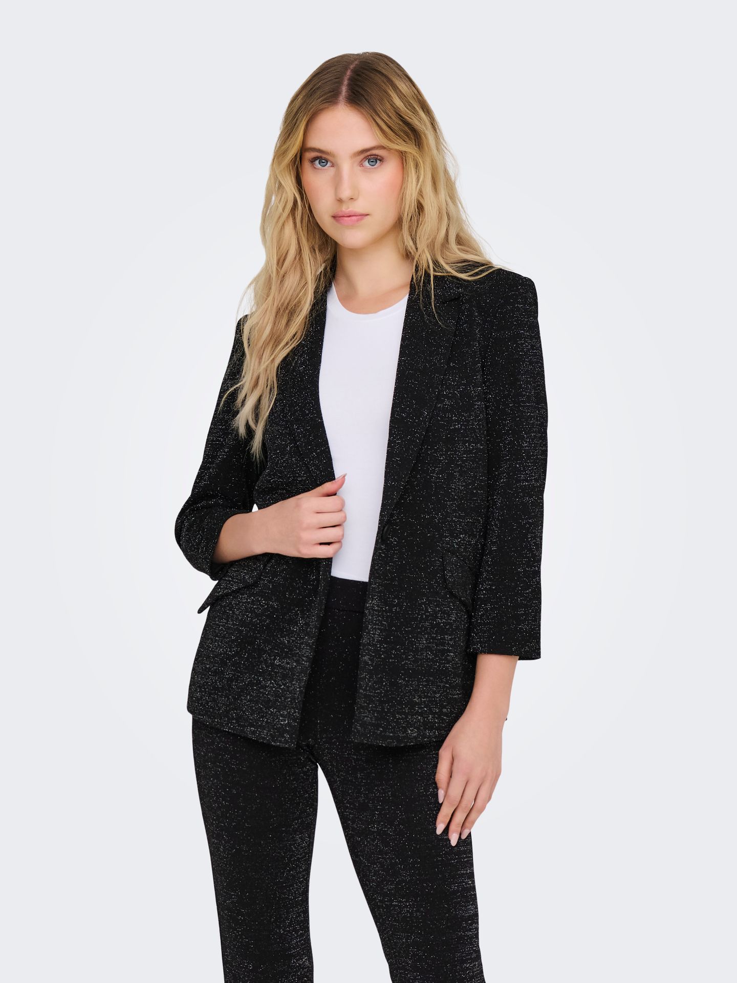 Only ONLALYA L/S FITTED GLIT BLAZER TLR Black/SILVER LUREX 2900152154058