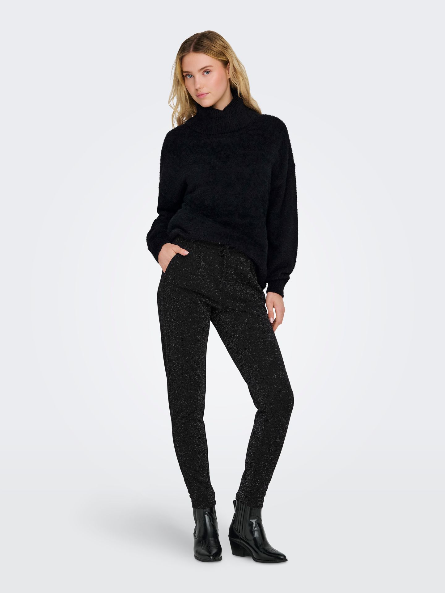 Only ONLPOPTRASH-ALYA EASY GLIT PANT PNT Black/LEO AOP 2900152203046