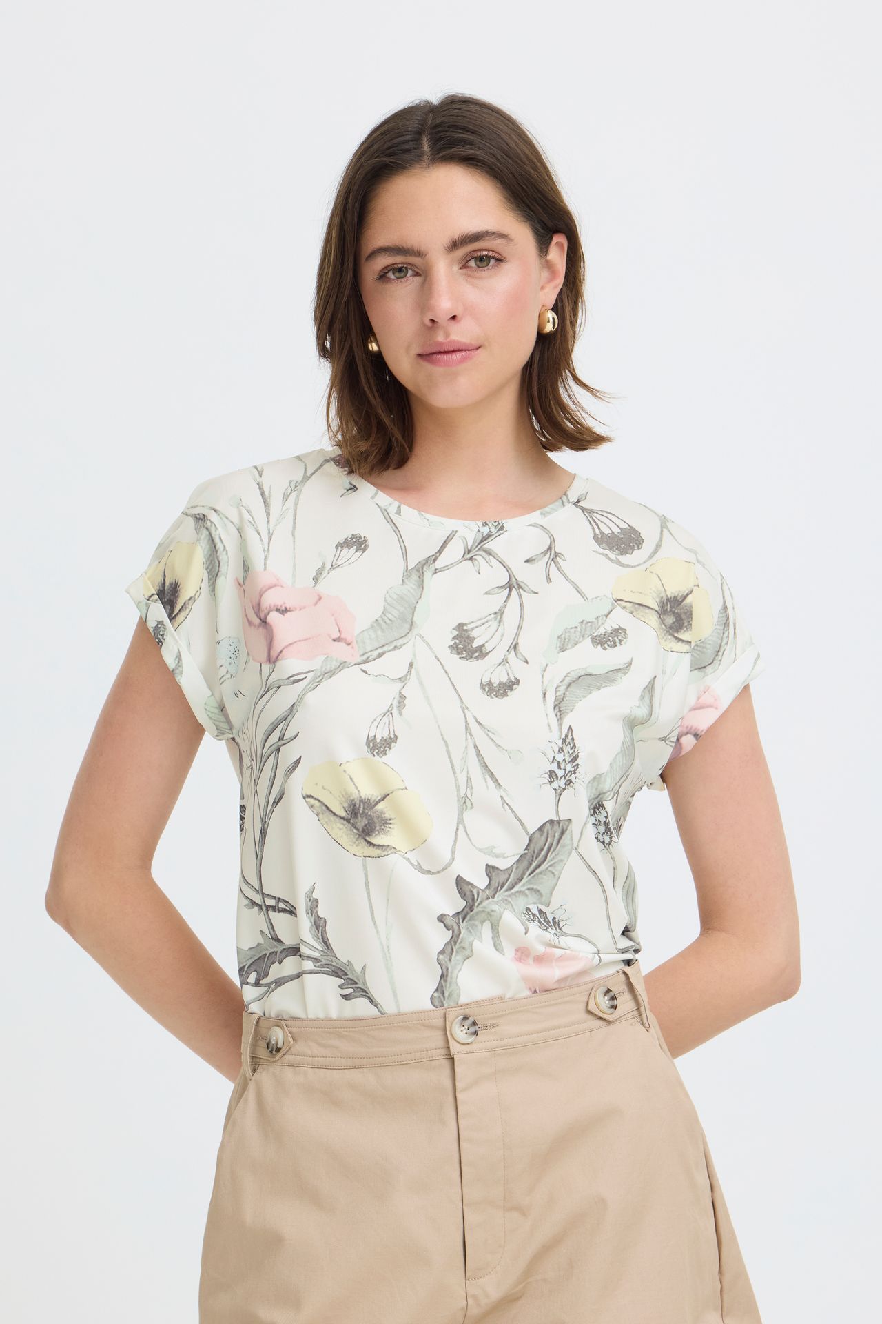 Fransa FRSEEN TEE 1 PASTEL YELLOW FLORAL 00111164-EKA26006200000543