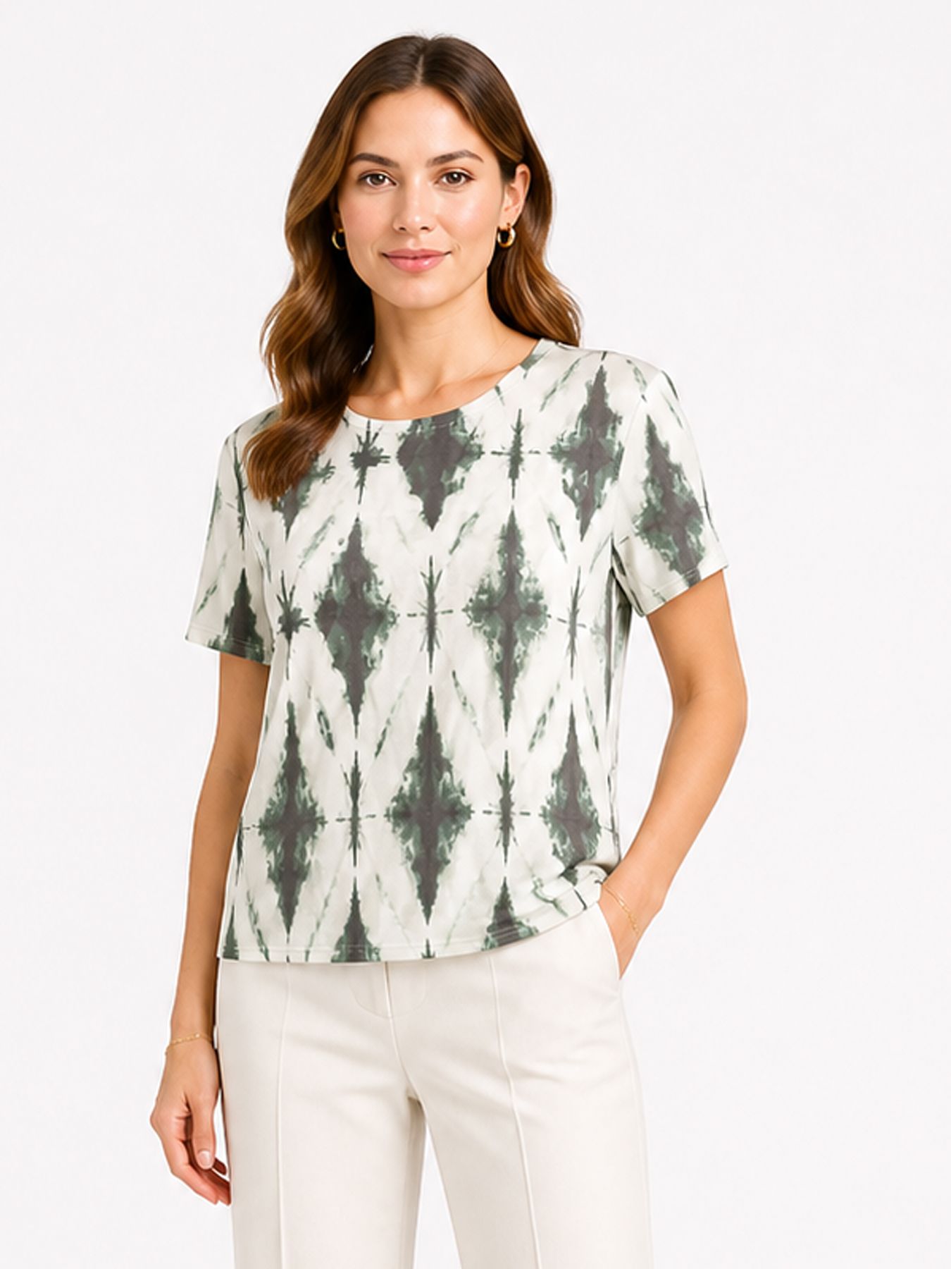 Fransa FRSEEN TEE 1 SMOKEY OLIVE TIE DYE 00111164-EKA26006200000545