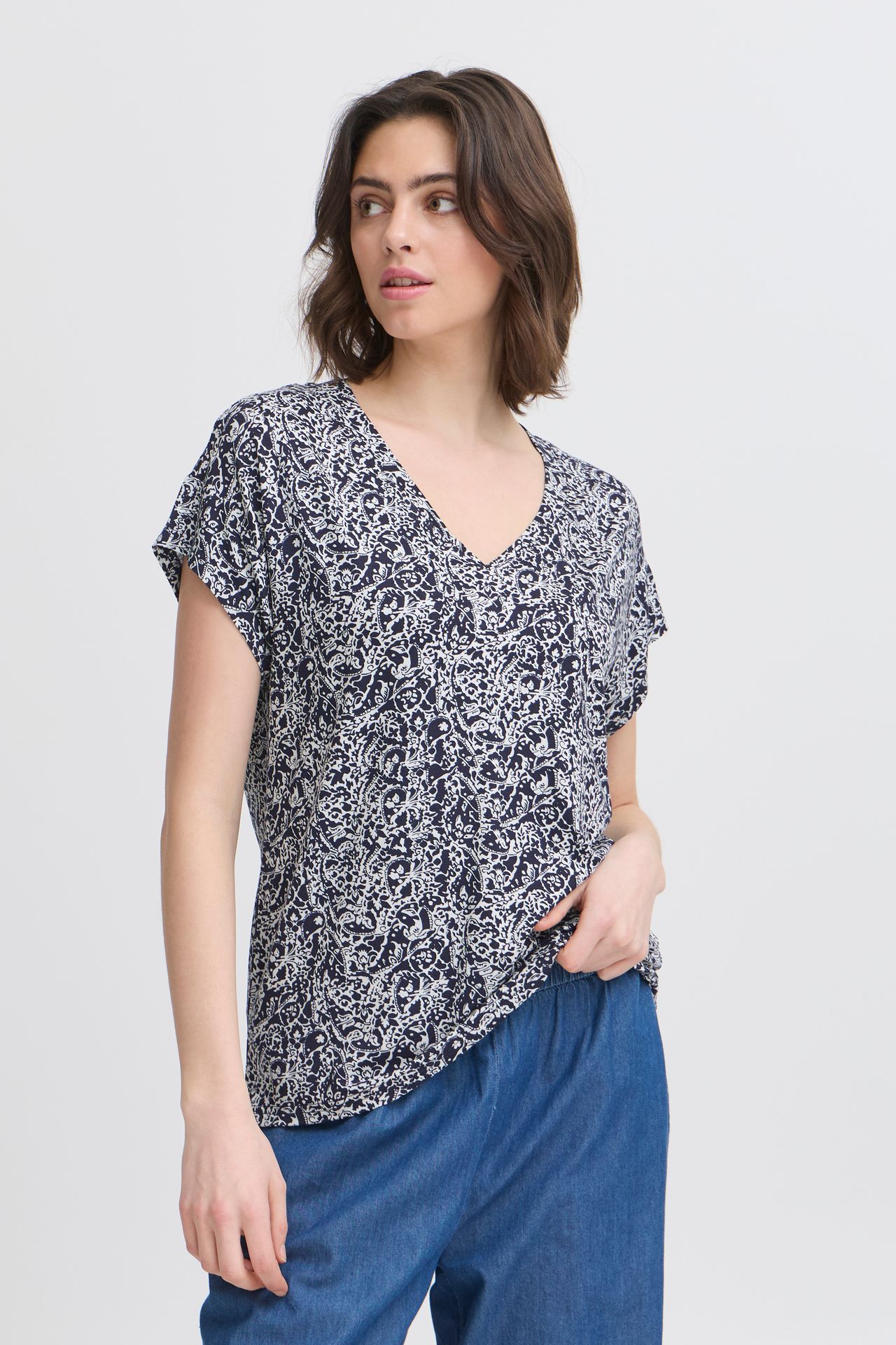 Fransa FRFEDOT TEE 7 Navy Blazer AOP MS25 2900152258053