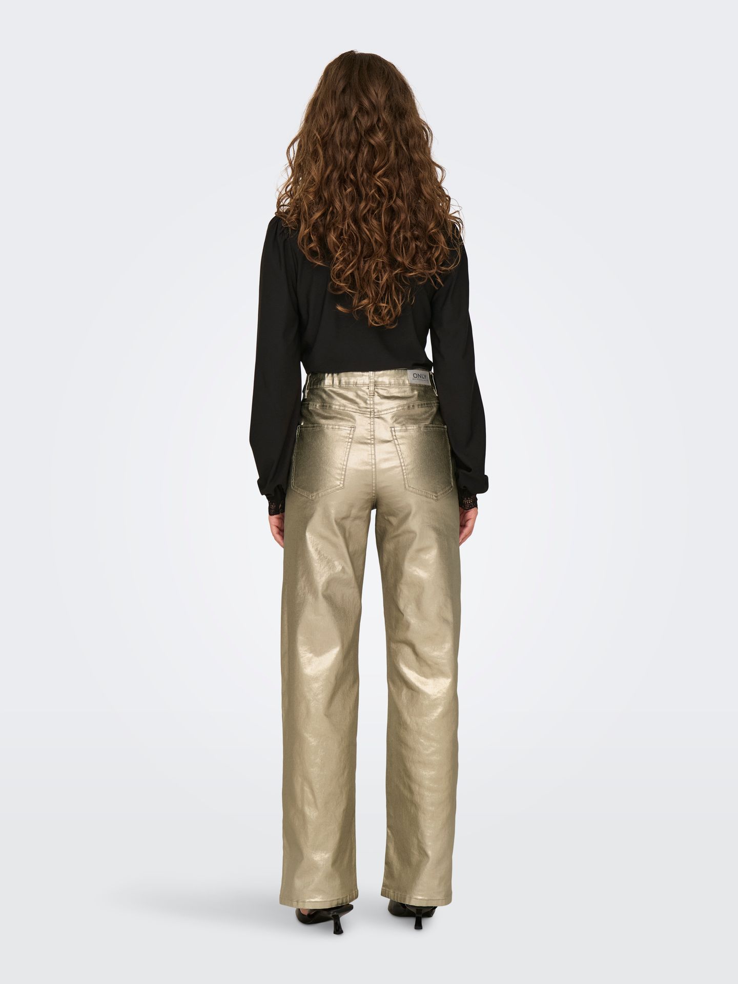 Only ONLJUICY-VIV HW W METAL COATED PANT Gold Colour 2900152438028