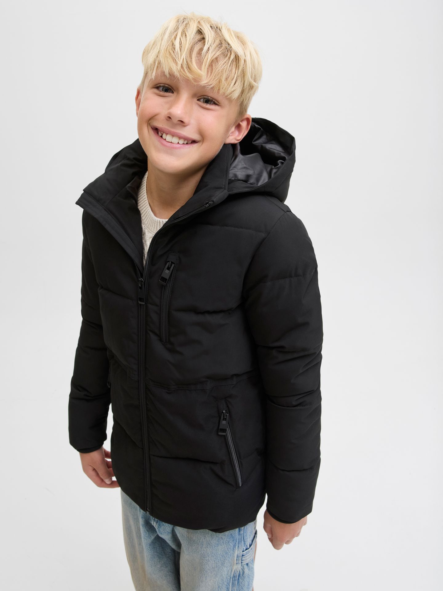 Jack & Jones JJEOWEN PUFFER SN JNR Black/LOOSE 2900152555015