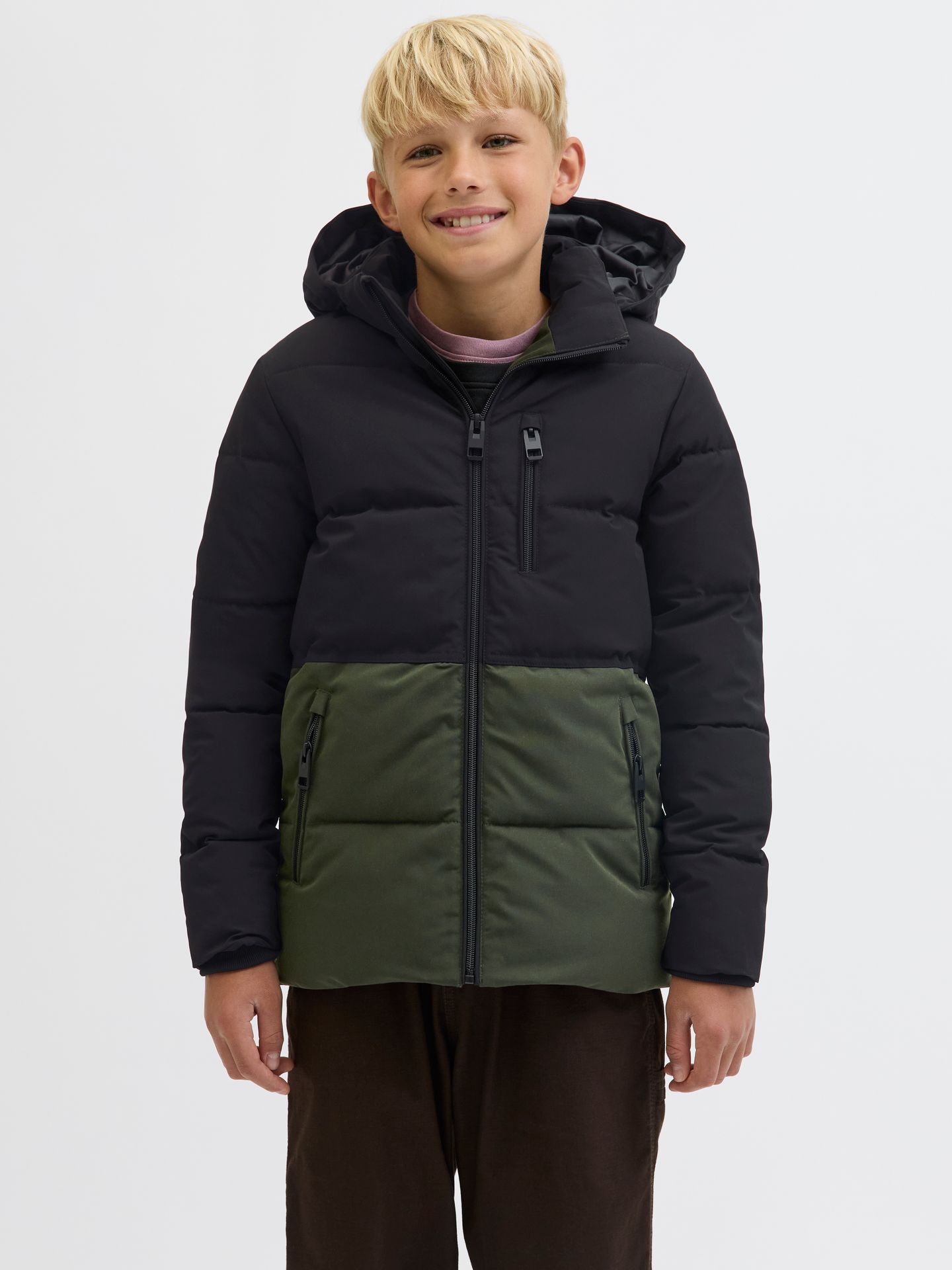 Jack & Jones JJEOWEN PUFFER SN JNR Rosin/BLACK BLOCKING 2900152553011