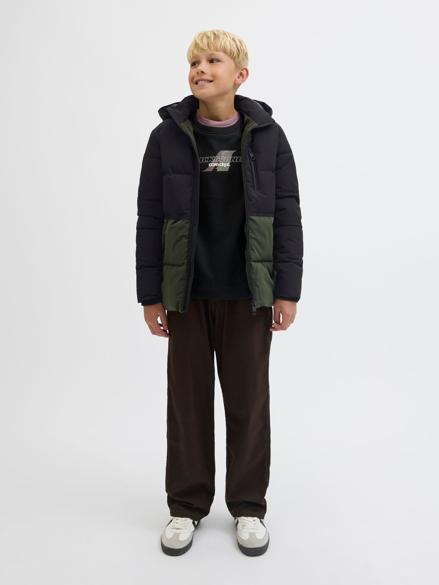 Jack & Jones JJEOWEN PUFFER SN JNR Rosin/BLACK BLOCKING 2900152553011