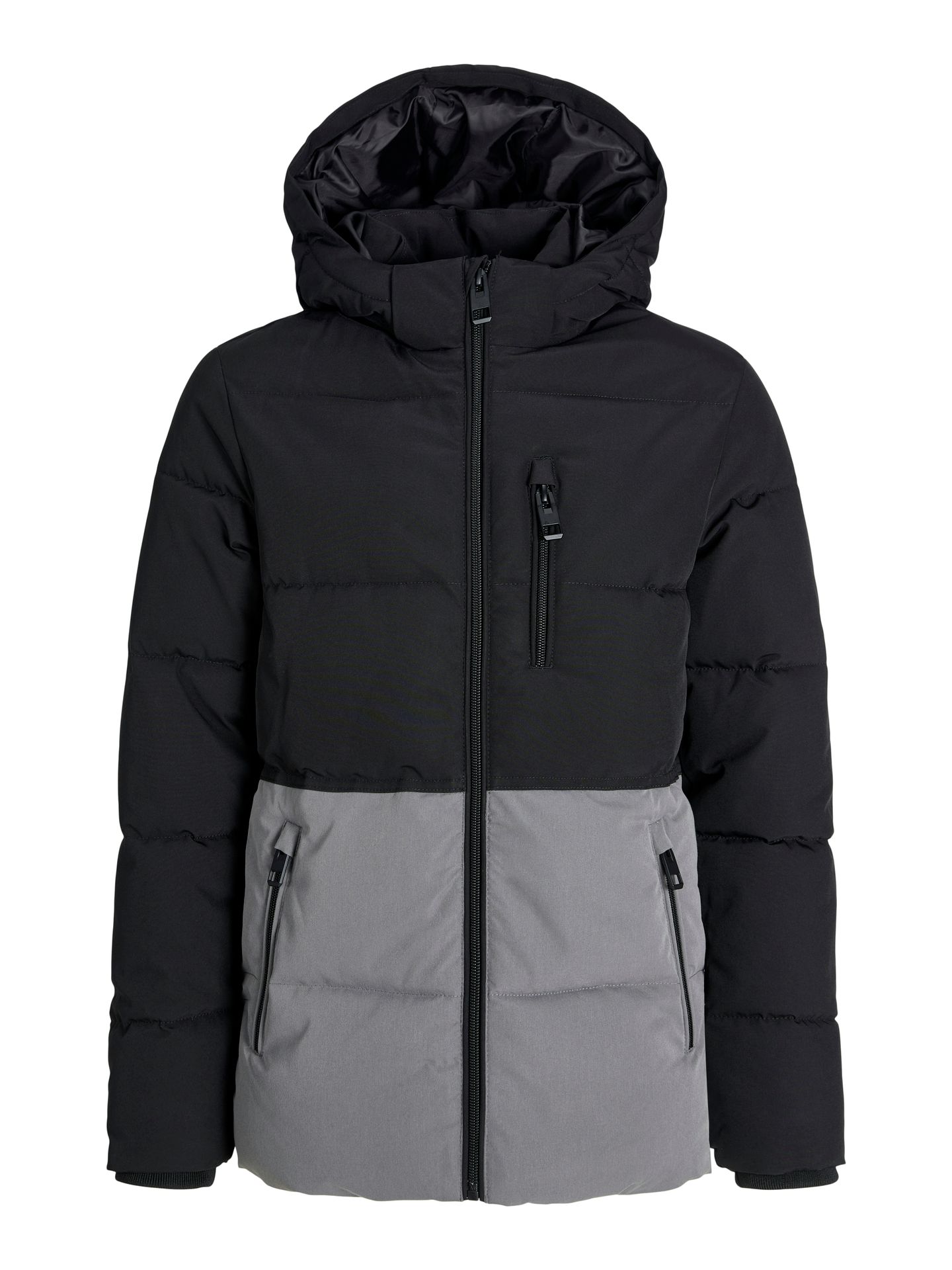 Jack & Jones JJEOWEN PUFFER SN JNR Castlerock/BLACK BLOCKING 2900152552045