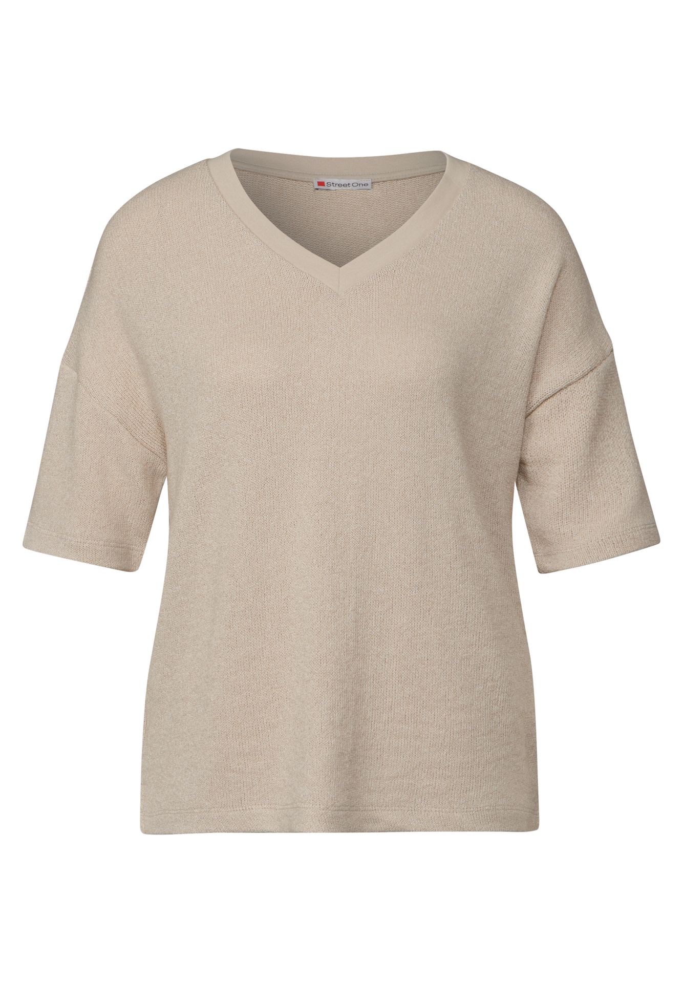 Street One A322901 LTD QR v-neck knit look shi cotton beige 00111237-EKA19000200000689