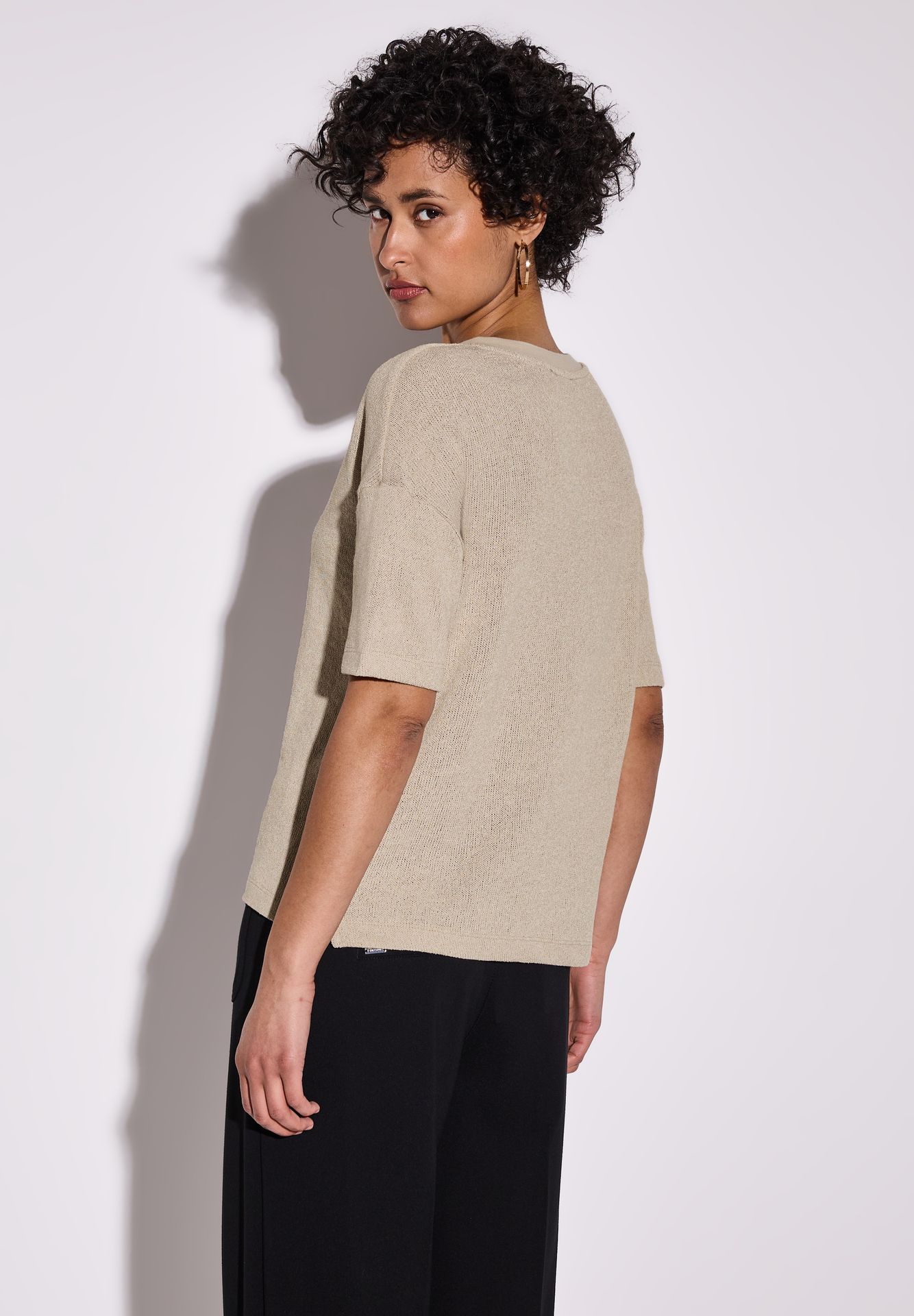 Street-One A322901 LTD QR v-neck knit look shi cotton beige 2900152590047