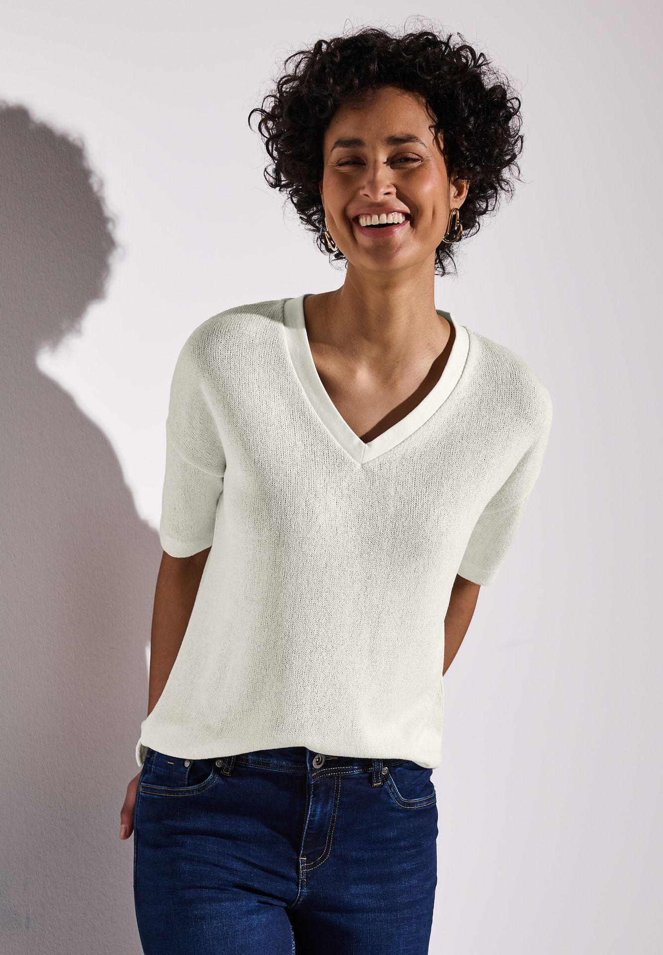 Street-One A322901 LTD QR v-neck knit look shi off white 2900152588037