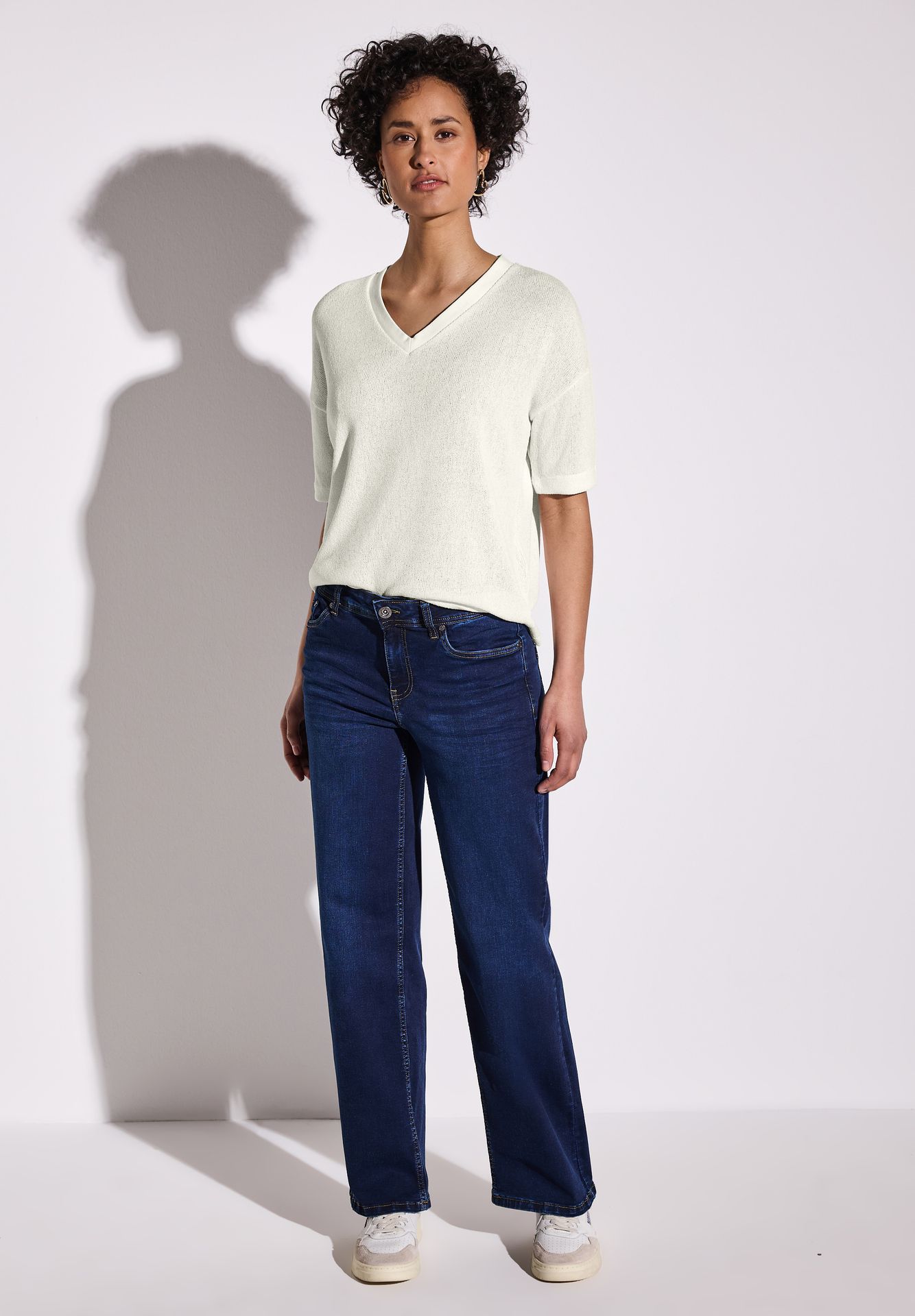 Street-One A322901 LTD QR v-neck knit look shi off white 2900152588037