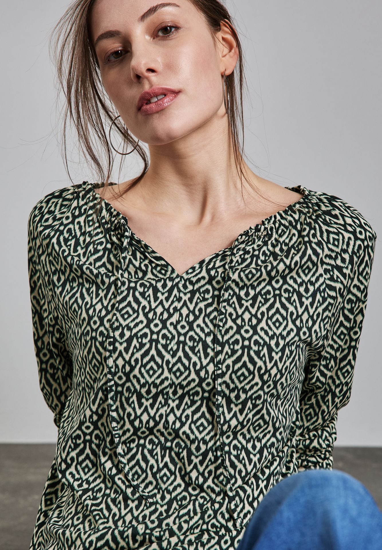 Street-One A322965 LTD QR printed raglan shirt hunter green 2900152603020 Street-One A322965 LTD QR printed raglan shirt hunter green 2900152603020