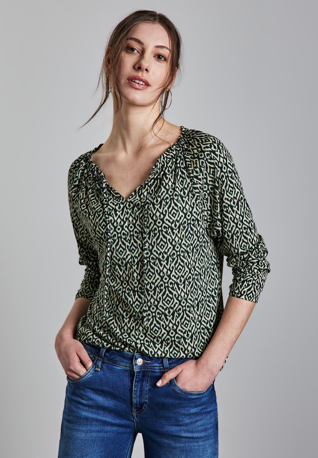 Street-One A322965 LTD QR printed raglan shirt hunter green 00111242-EKA19000200000531