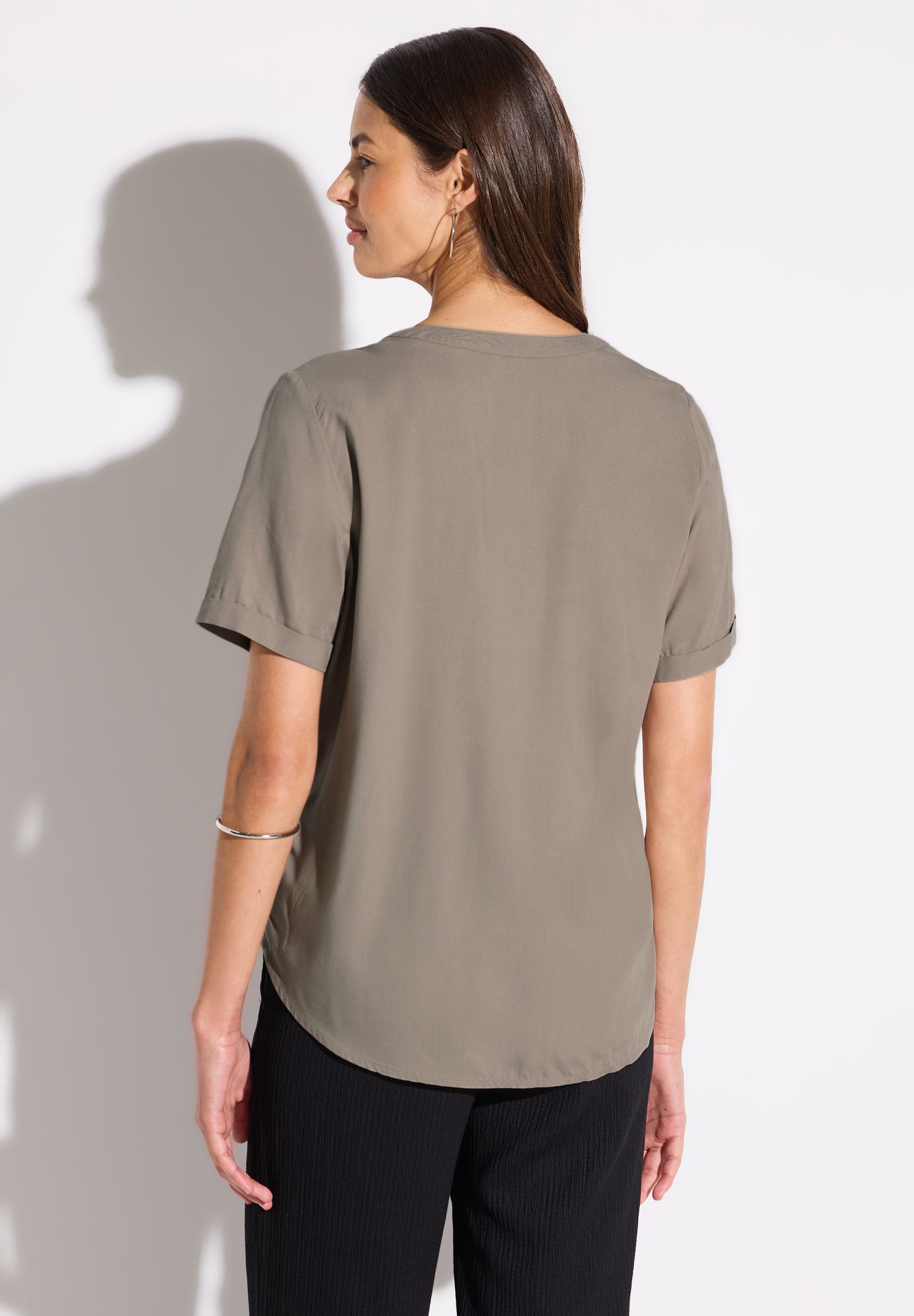 Street-One A345525 QR Splitneck blouse w turn- vintage stone 2900152859021