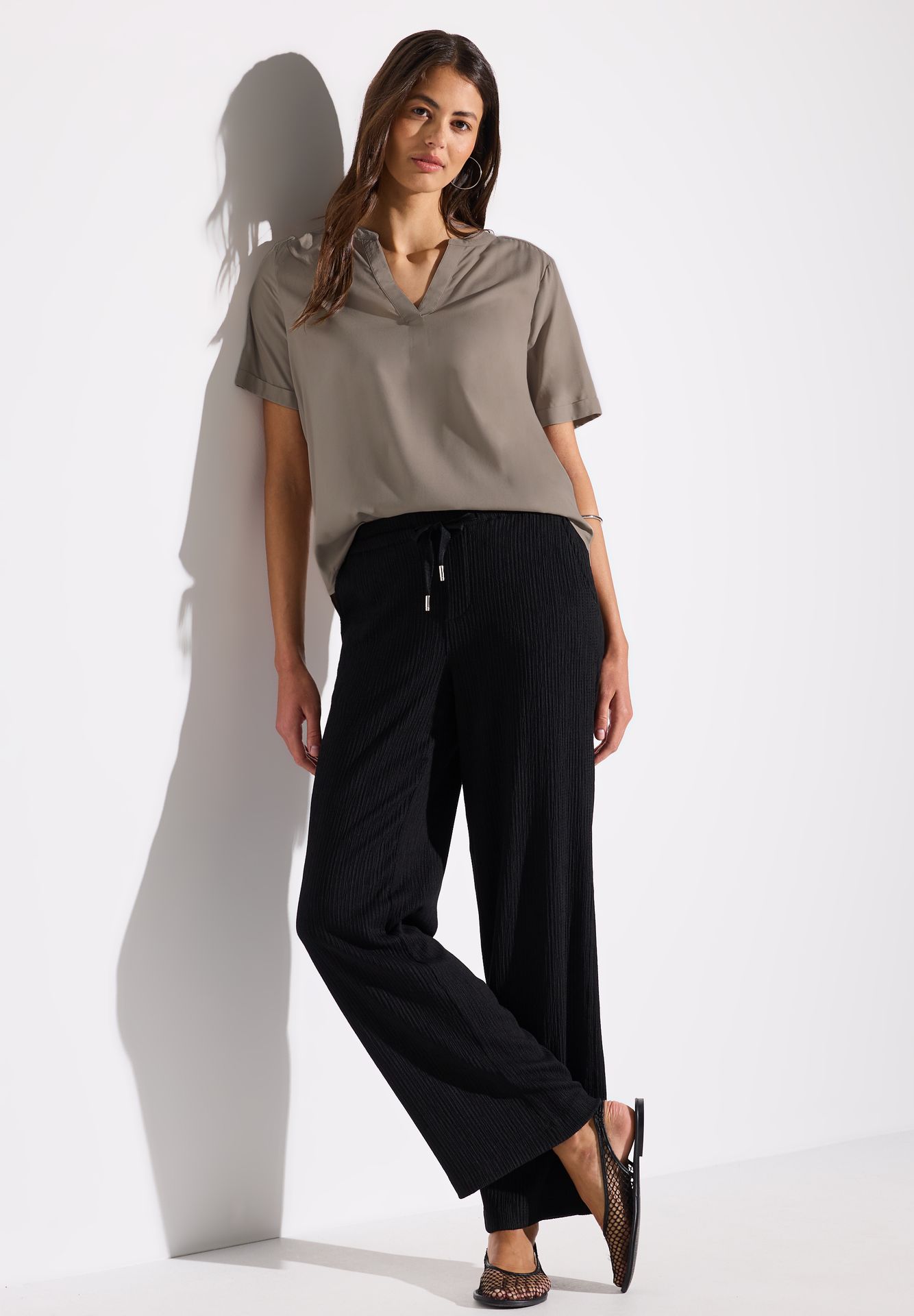 Street-One A345525 QR Splitneck blouse w turn- vintage stone 2900152859021