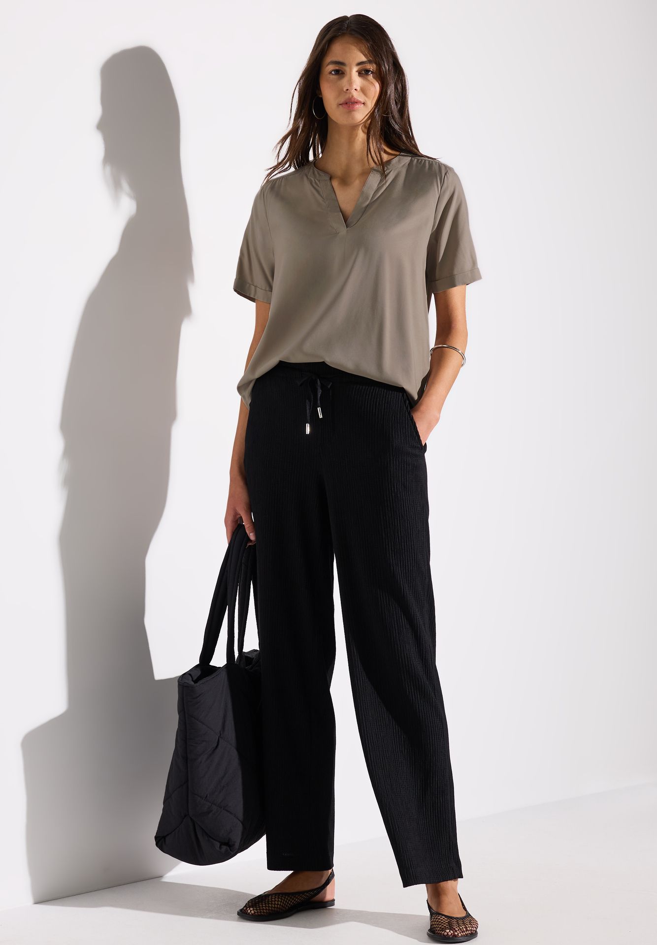 Street-One A345525 QR Splitneck blouse w turn- vintage stone 2900152859021