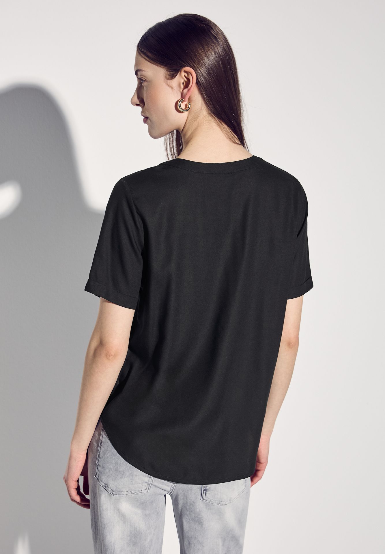 Street-One A345525 QR Splitneck blouse w turn- black 2900152604027