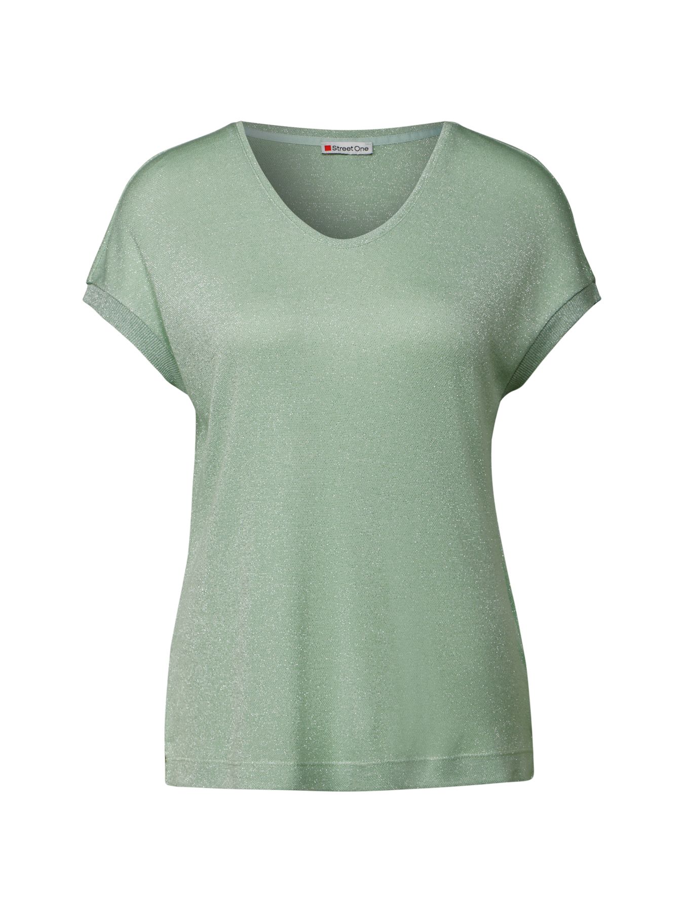 Street-One A322915 v-neck shiny shirt milky green 00111279-EKA19000200000690