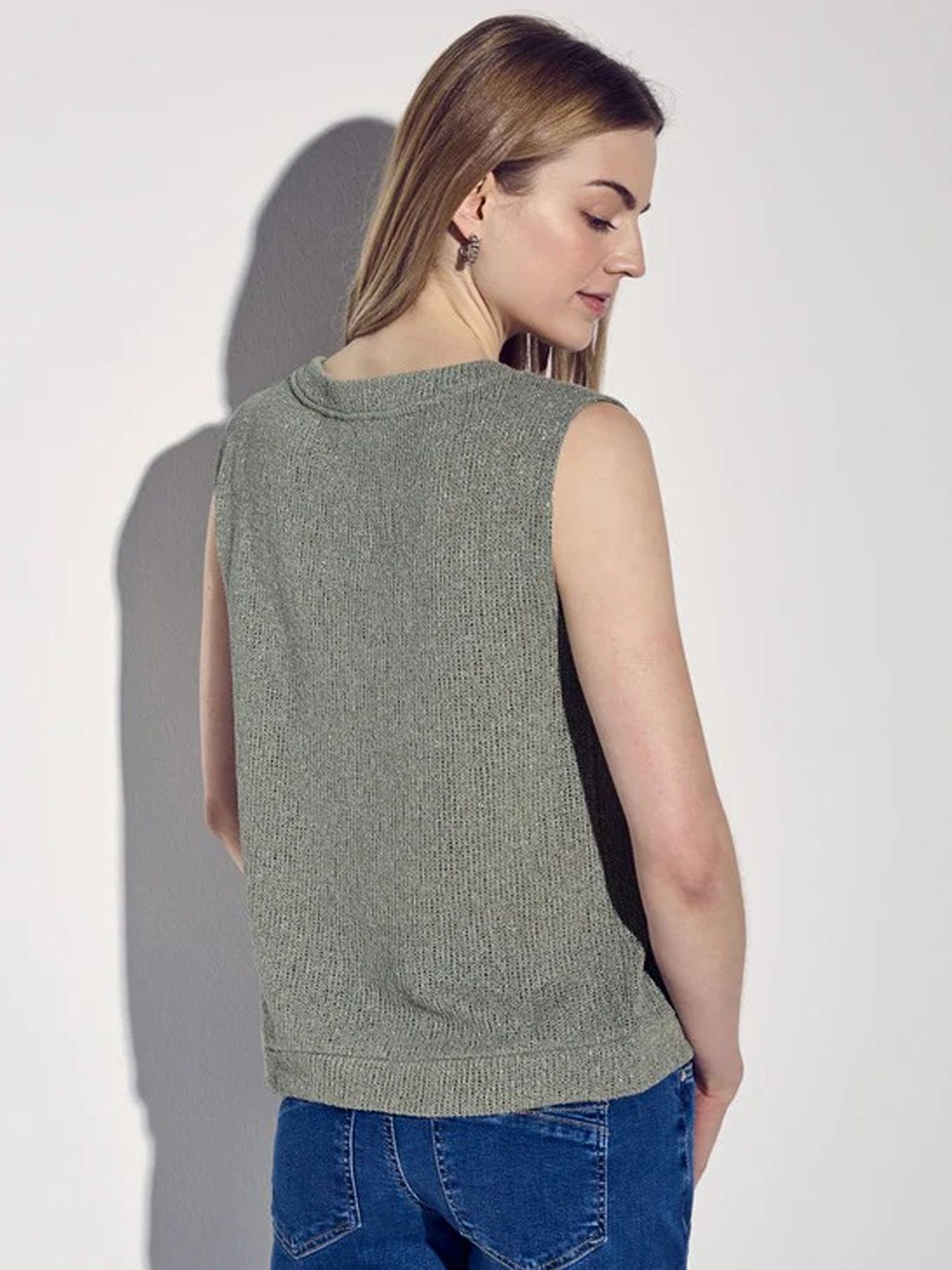 Street-One A322954 shiny summer knit top dusty milky green 2900152680021