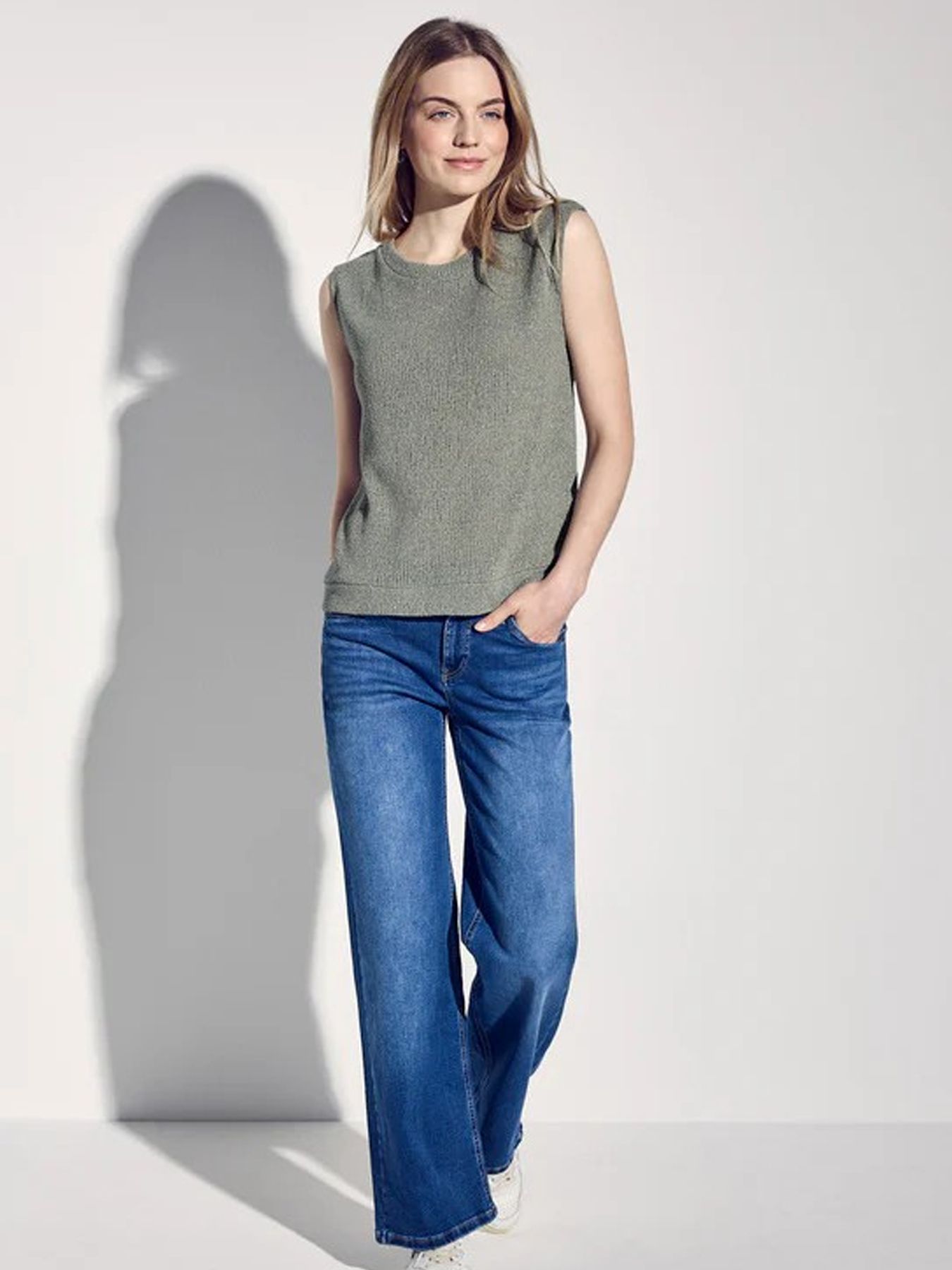 Street-One A322954 shiny summer knit top dusty milky green 2900152680021