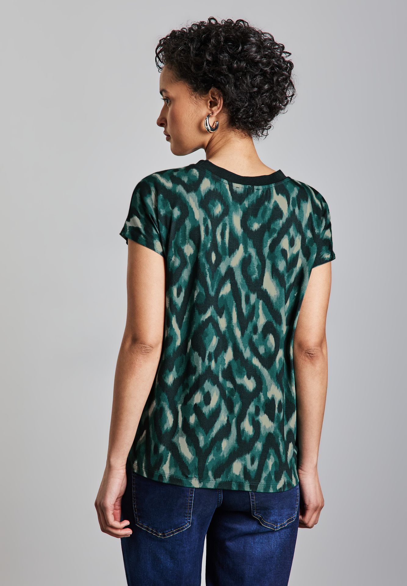 Street-One A322964 printed mat-mix shirt w.rib hunter green 2900152694035