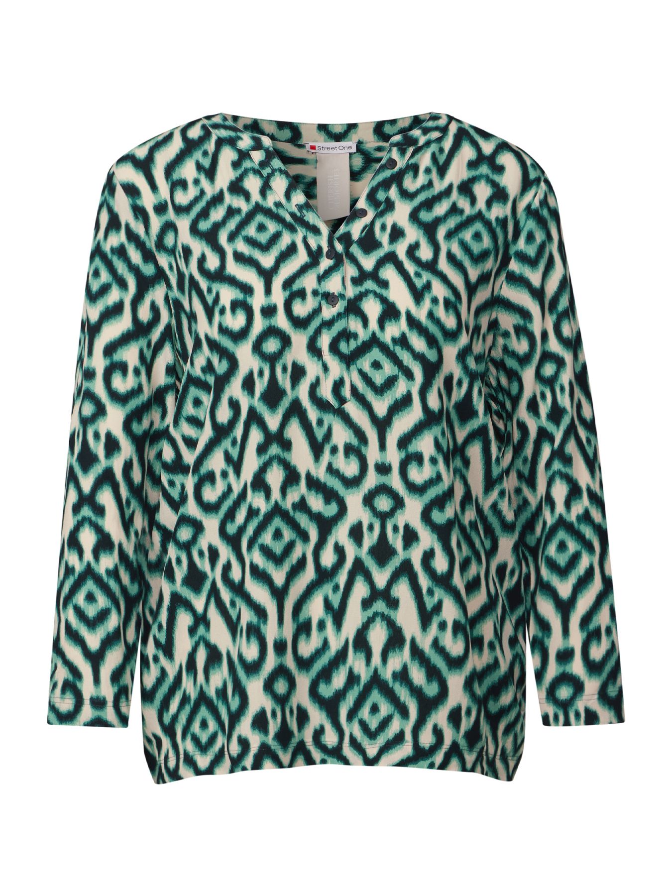 Street-One A322966 printed mat-mix shirt w.but hunter green 00111296-EKA19000200000531